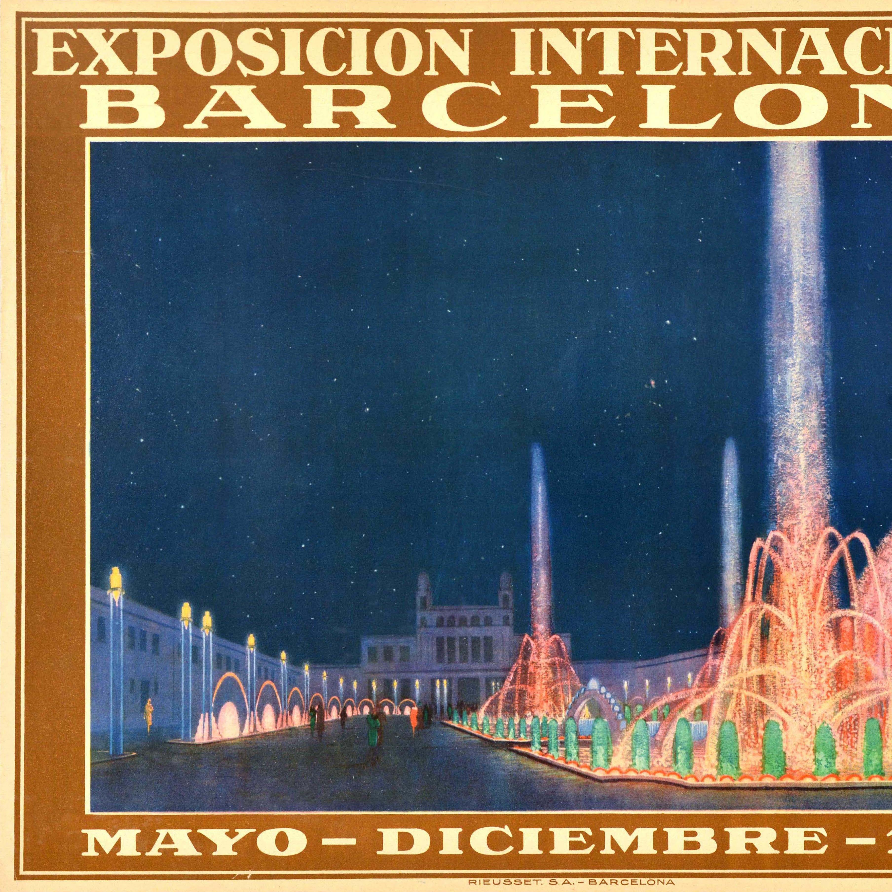 Original-Vintage-Werbeplakat Barcelona Internationale Ausstellung 1929 Messe (Spanisch) im Angebot