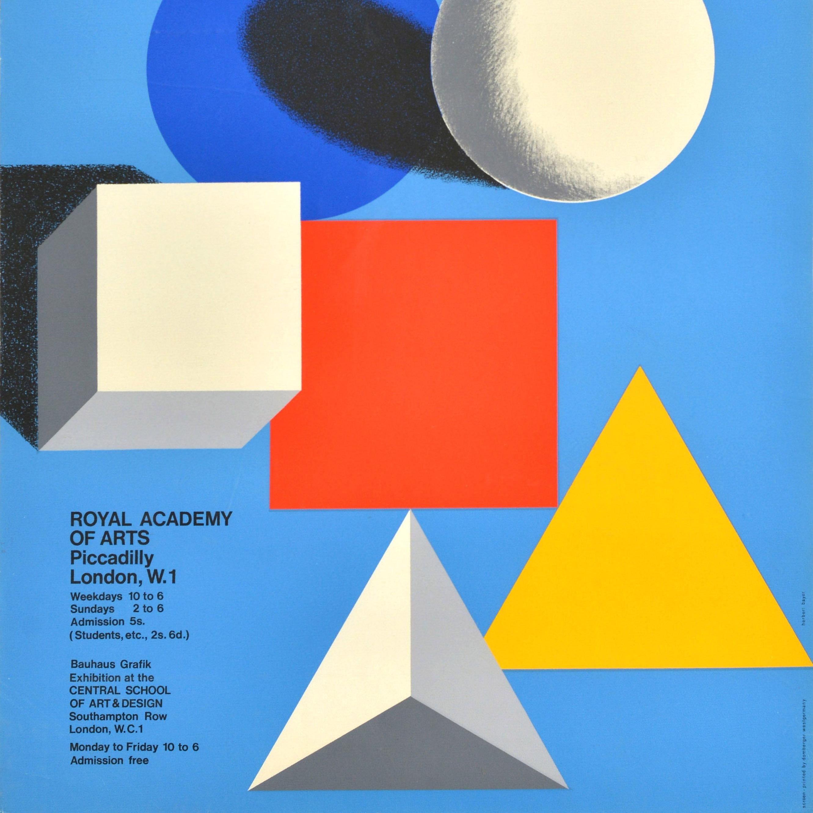 British Original Vintage Advertising Poster Bauhaus Exhibition Royal Academy Of Arts For Sale