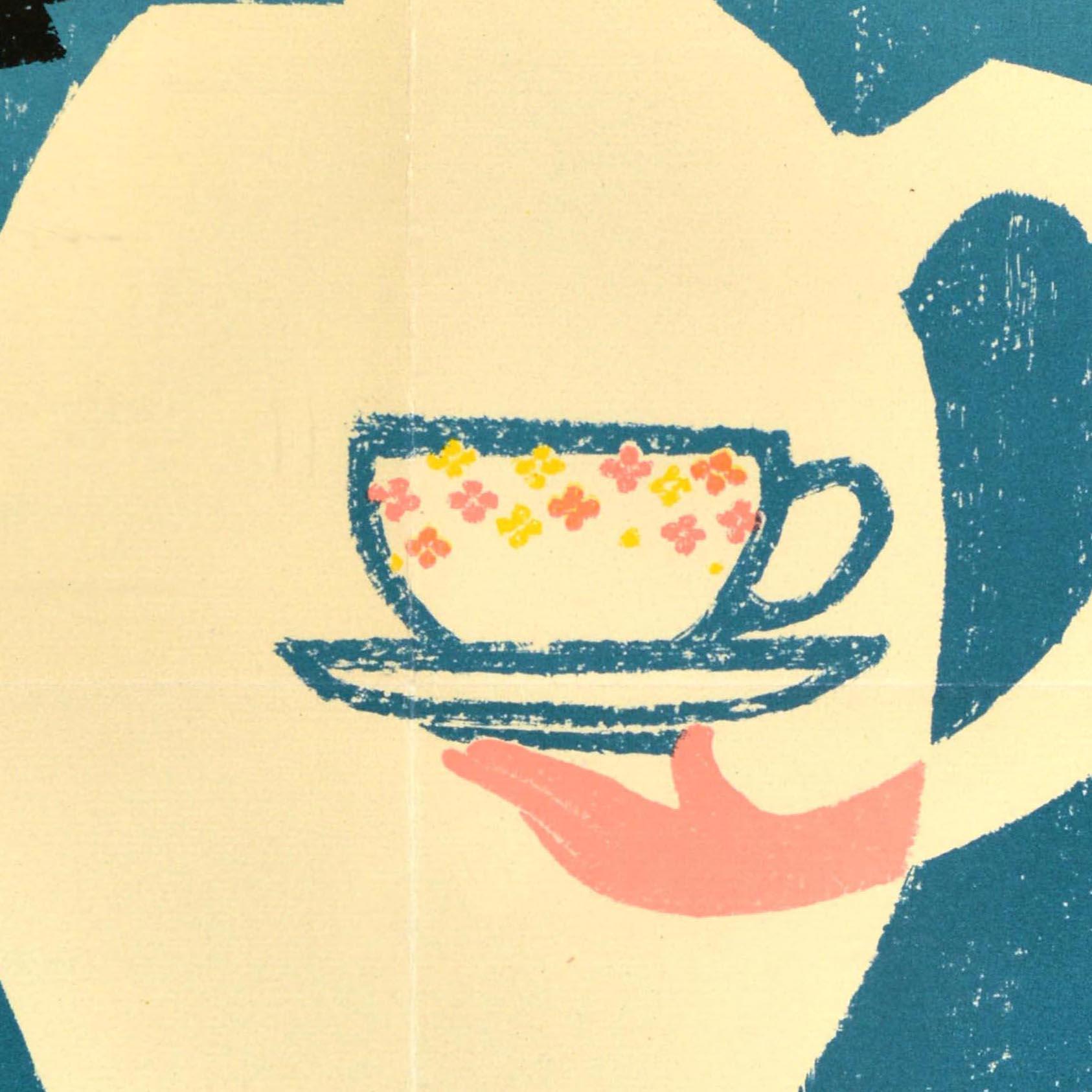 Milieu du XXe siècle Affiche publicitaire originale de la Bavière Arzberg Fine China Teapot Porcelain en vente