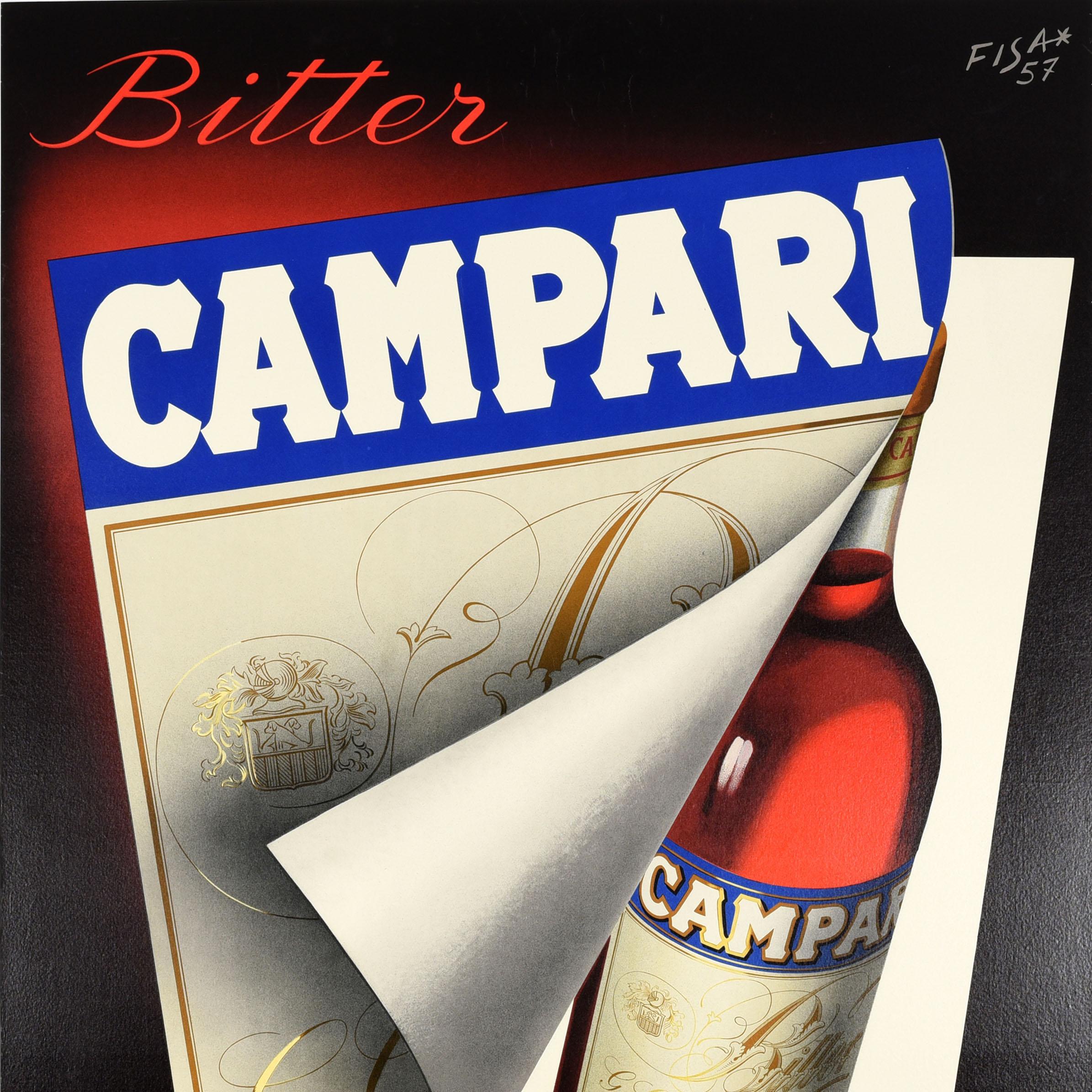 Italiano Poster pubblicitario originale d'epoca Bitter Campari Aperitivo Carlo Fisanotti Fisa in vendita
