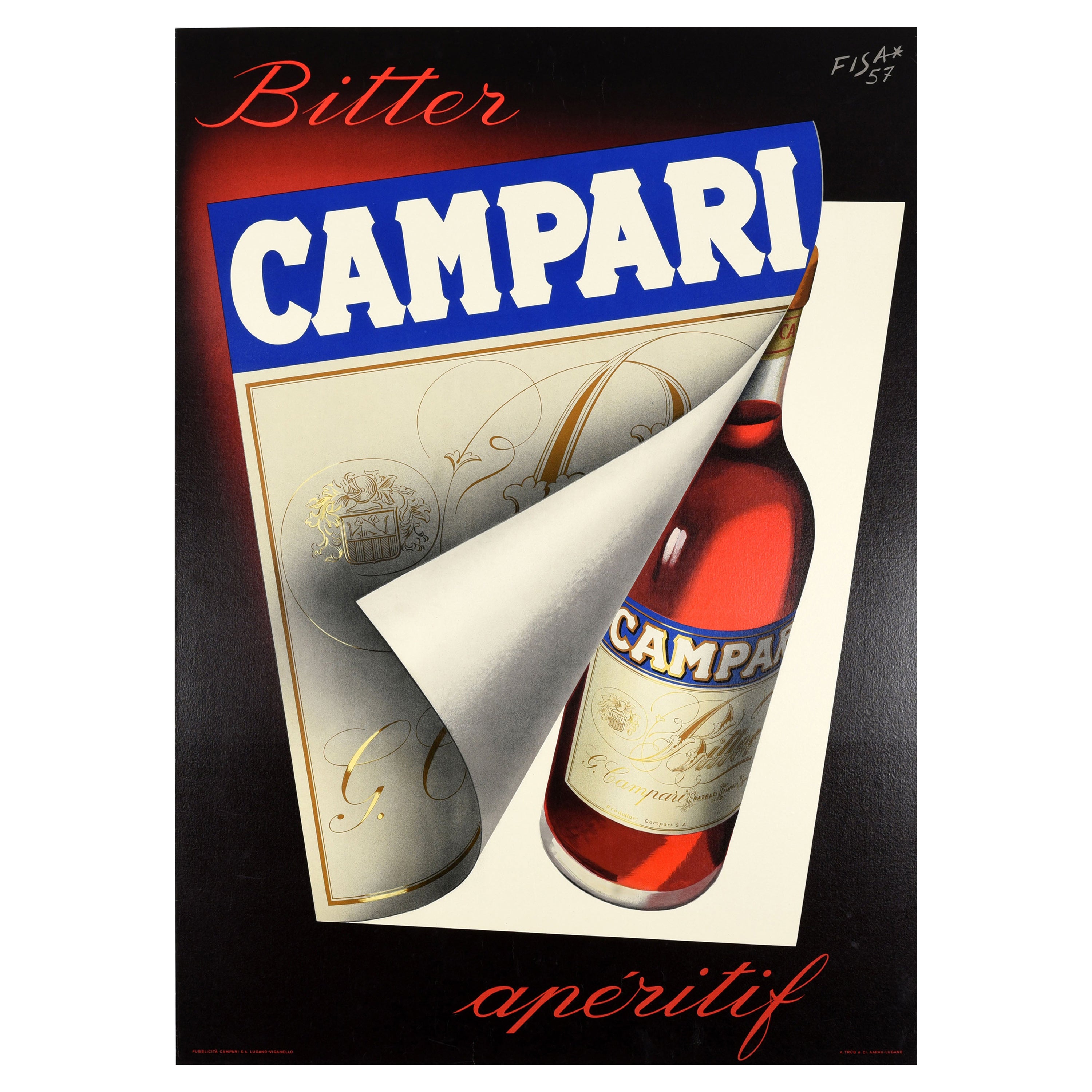 Original Vintage Advertising Poster Bitter Campari Aperitif Carlo Fisanotti Fisa