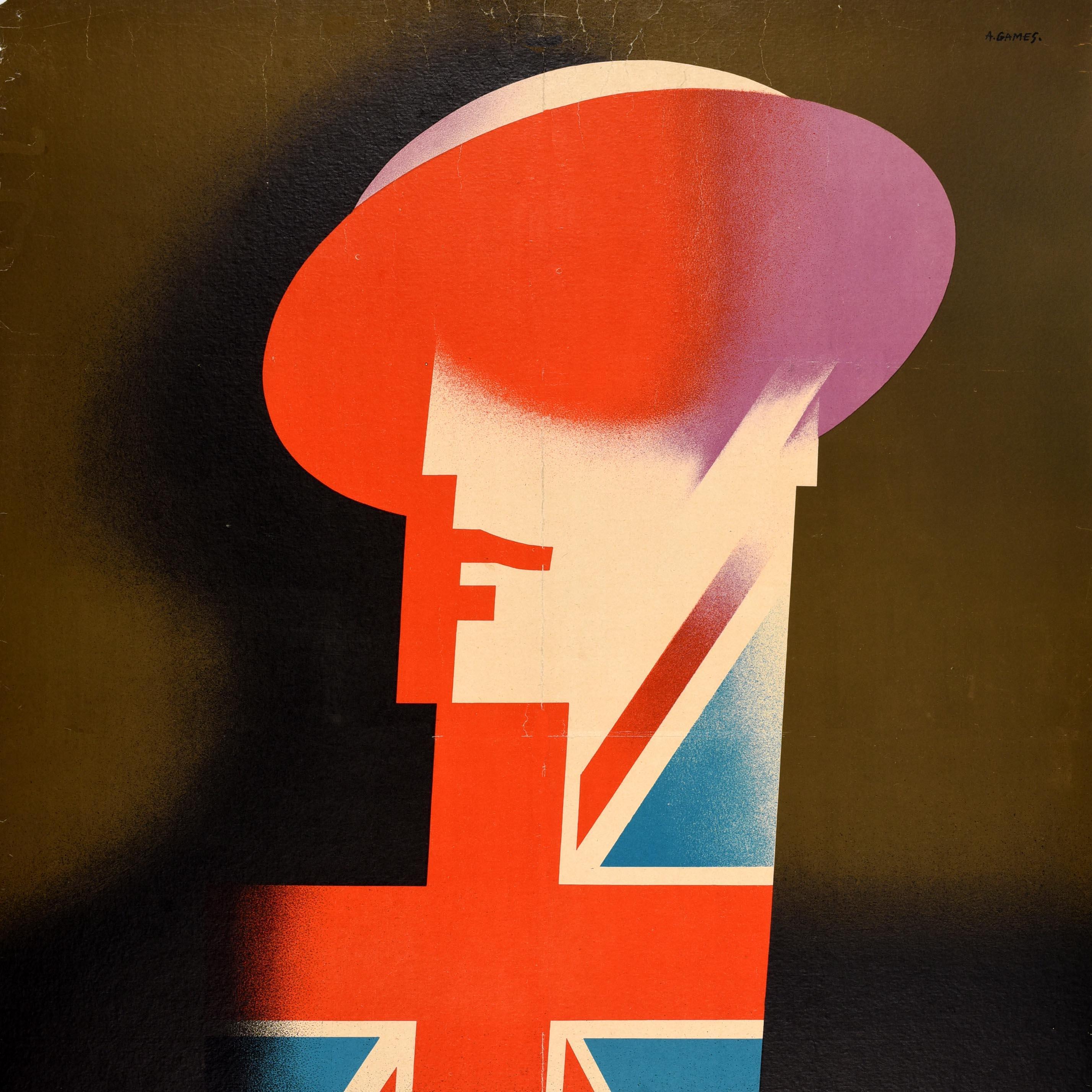 Original Vintage Advertising Poster Britische Armee Ausstellung Abram Games Soldat im Zustand „Gut“ im Angebot in London, GB
