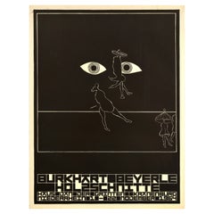 Affiche publicitaire d'origine vintage Burkhart Beyerle, gravure sur bois, graphisme