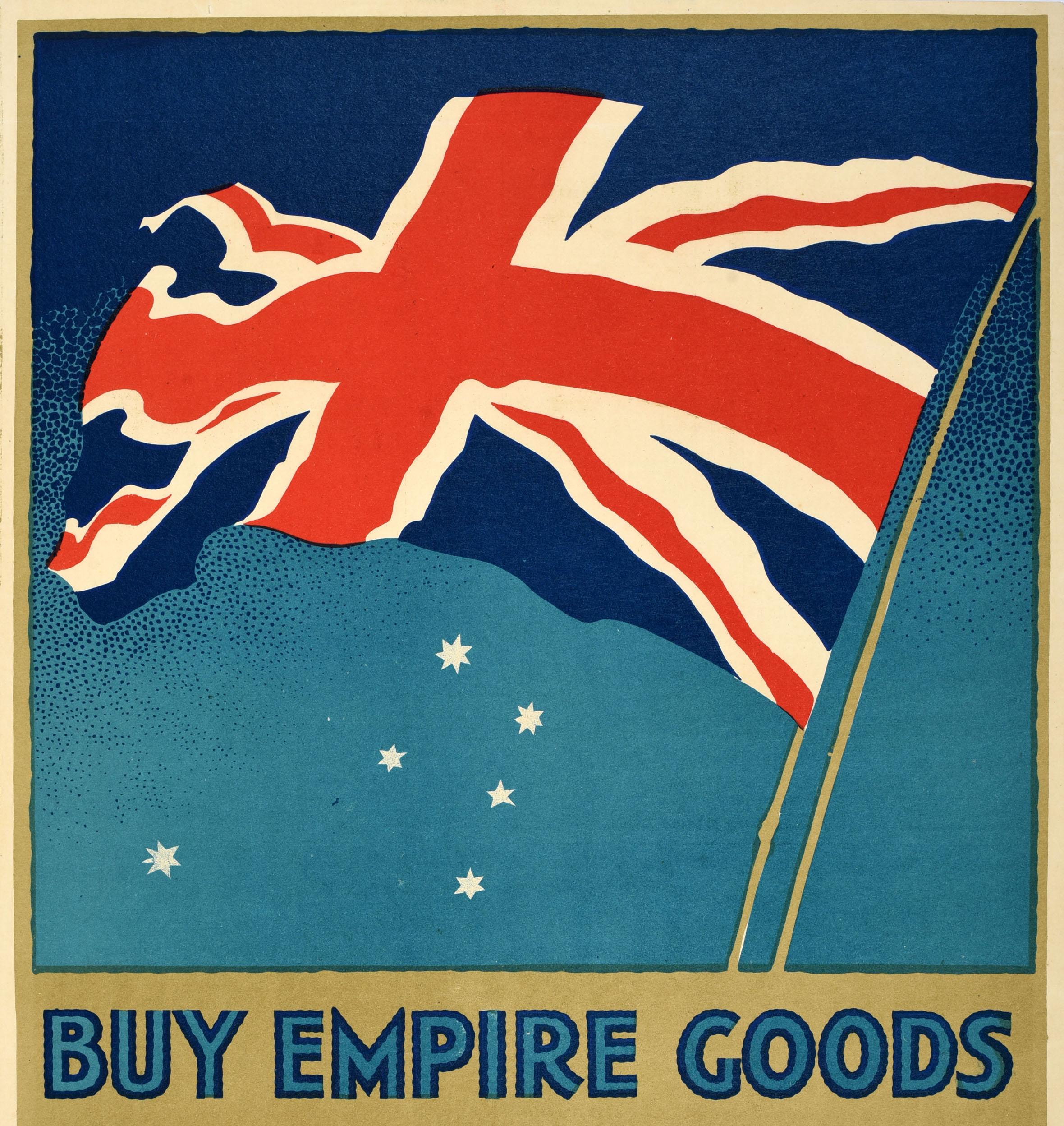 Britannique Affiche publicitaire d'origine Achetez Empire Goods Australia Is A Partner EMB en vente