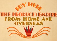 Poster pubblicitario originale d'epoca Buy Here Produce Of Empire Marketing Board