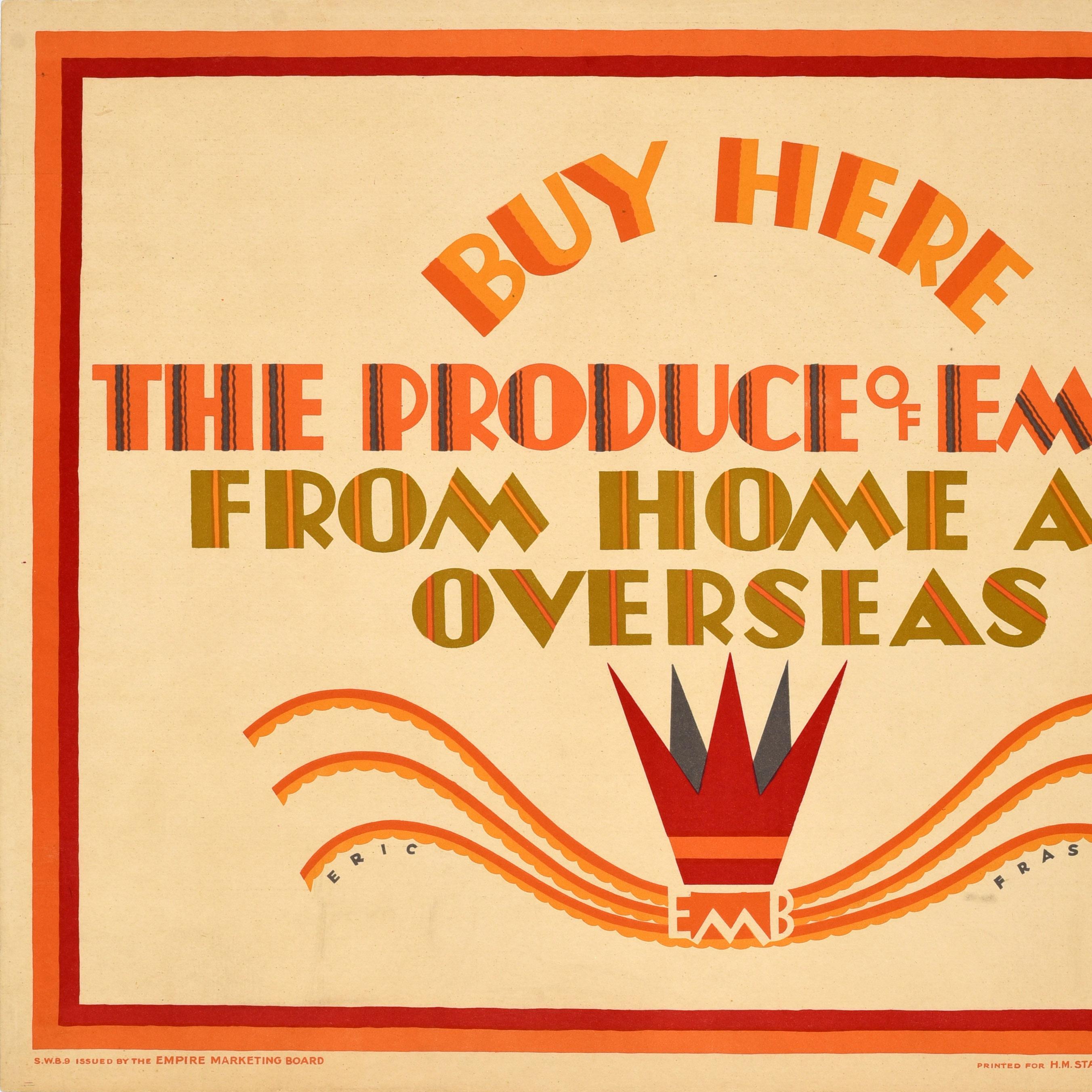 Britannique Affiche publicitaire d'origine « Buy Here Produce Of Empire marketing Board » en vente