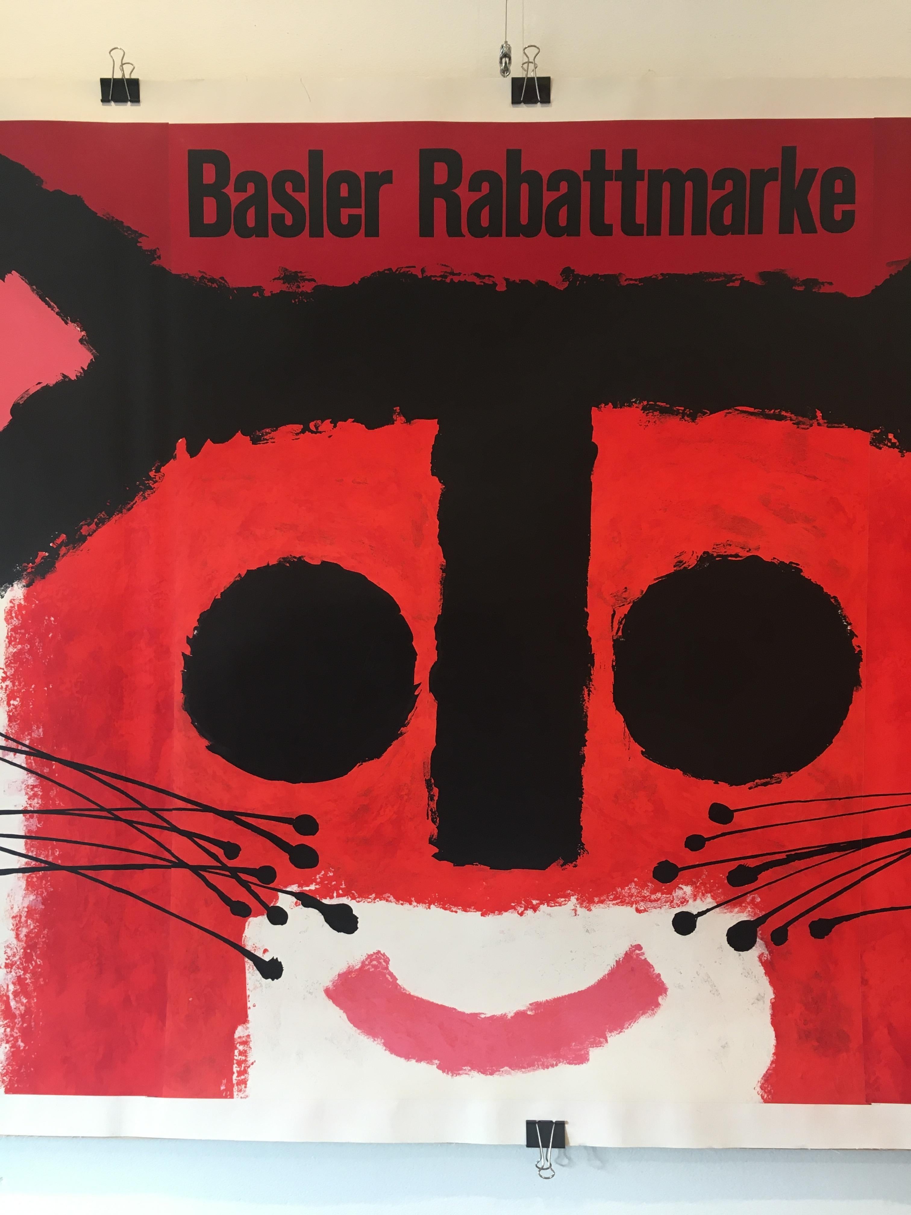 French Original Vintage Advertising Poster by Swiss Artist Piatti 'Basler Rabattmarke' For Sale