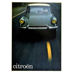 Original Retro Advertising Poster Citroen DS On The Road Car Design Photograph