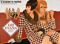 Original Vintage Advertising Poster DH Evans Fashion Wise Oxford Street Shopping