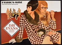 Original Vintage Advertising Poster DH Evans Fashion Wise Oxford Street Shopping