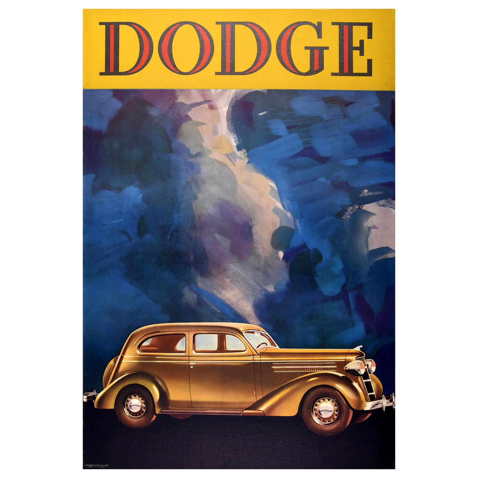 Original Vintage Advertising Poster Dodge Classic Car Art Deco Design America
