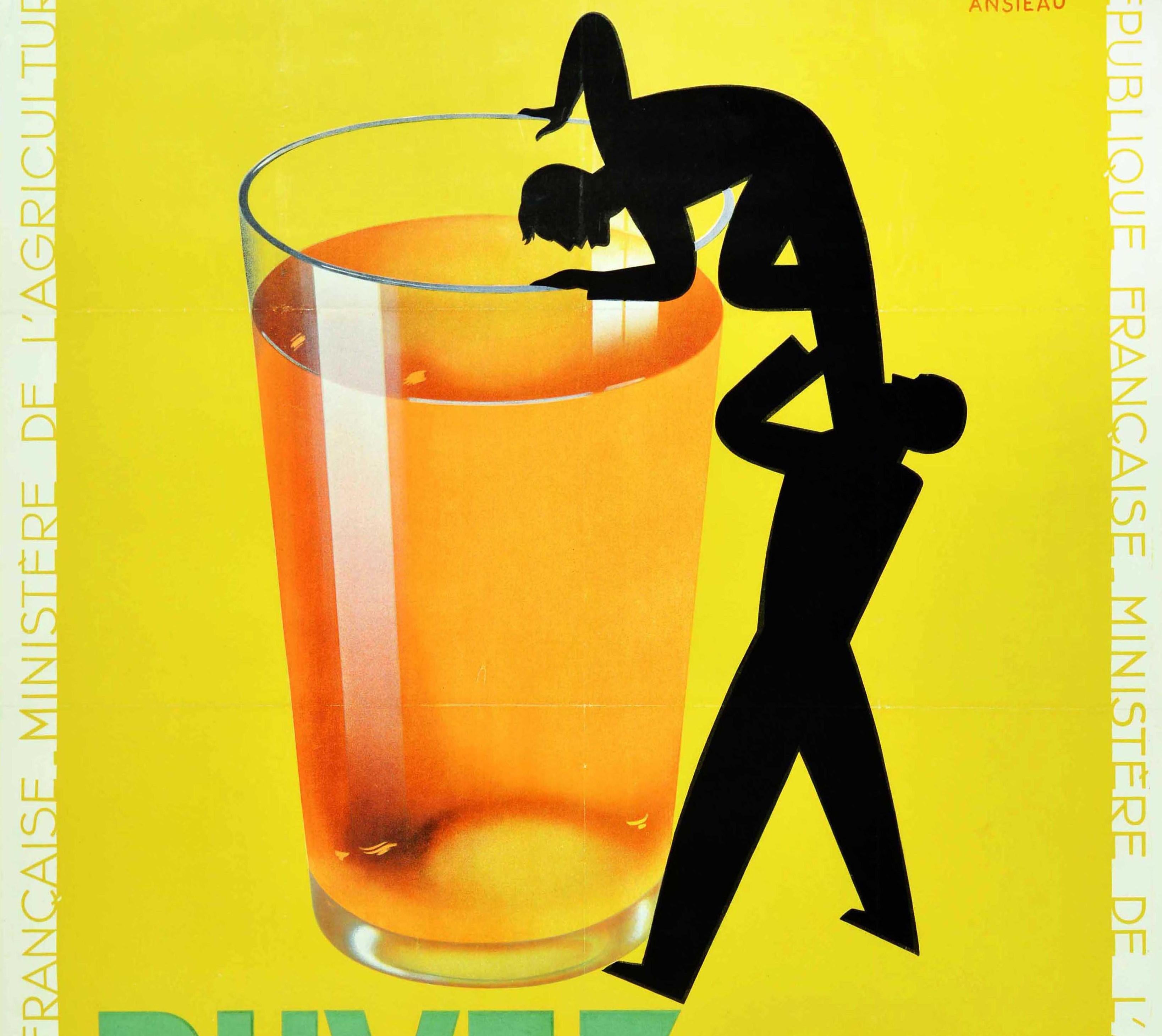 Art Deco Original Vintage Advertising Poster Drink Cider Buvez Du Cidre Vous Vivrez Vieux