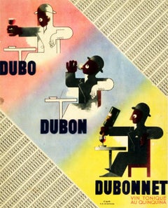 Affiche publicitaire originale vintage Dubonnet Alcohol Drink Cassandre Art Deco