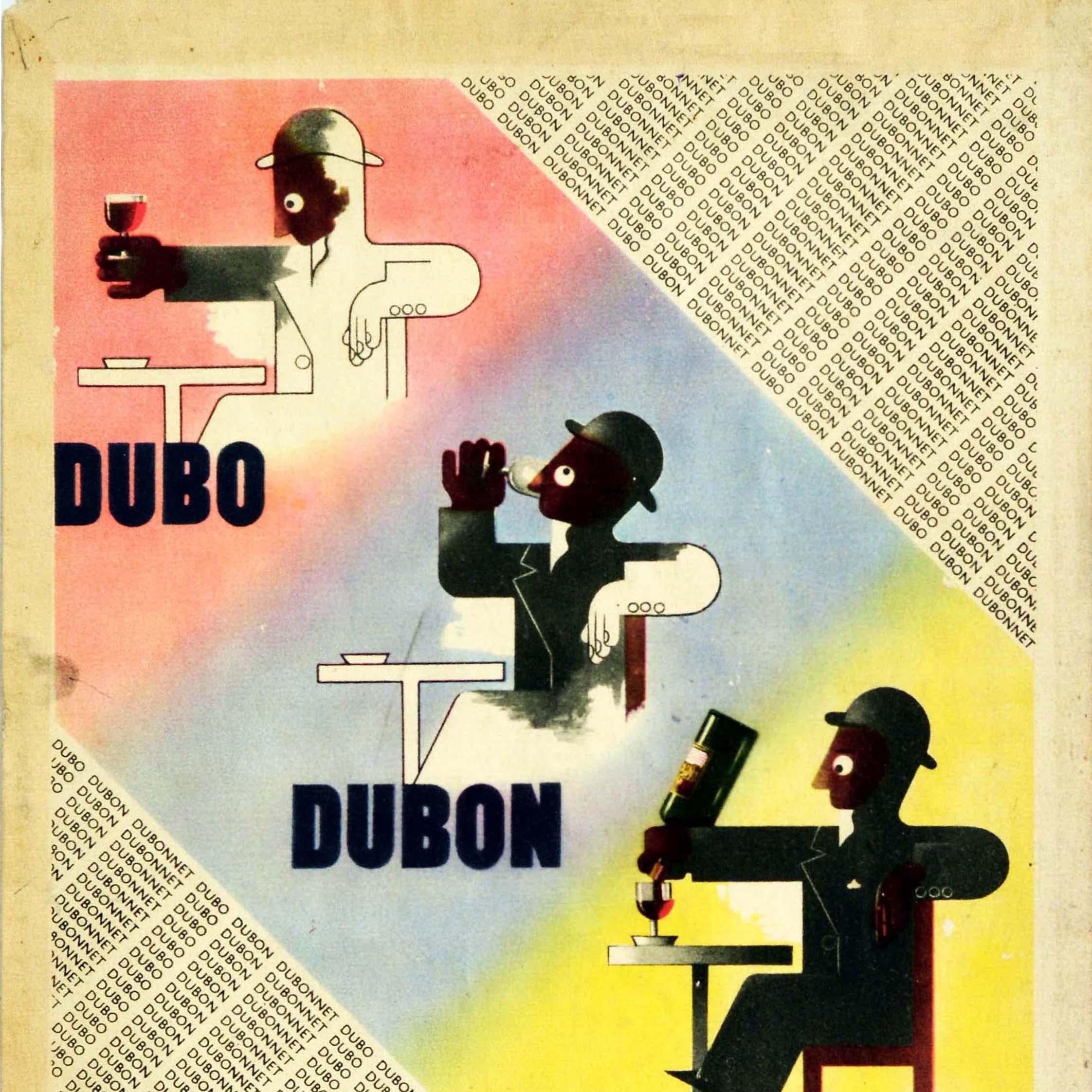 French Original Vintage Advertising Poster Dubonnet Alcohol Drink Cassandre Art Deco For Sale