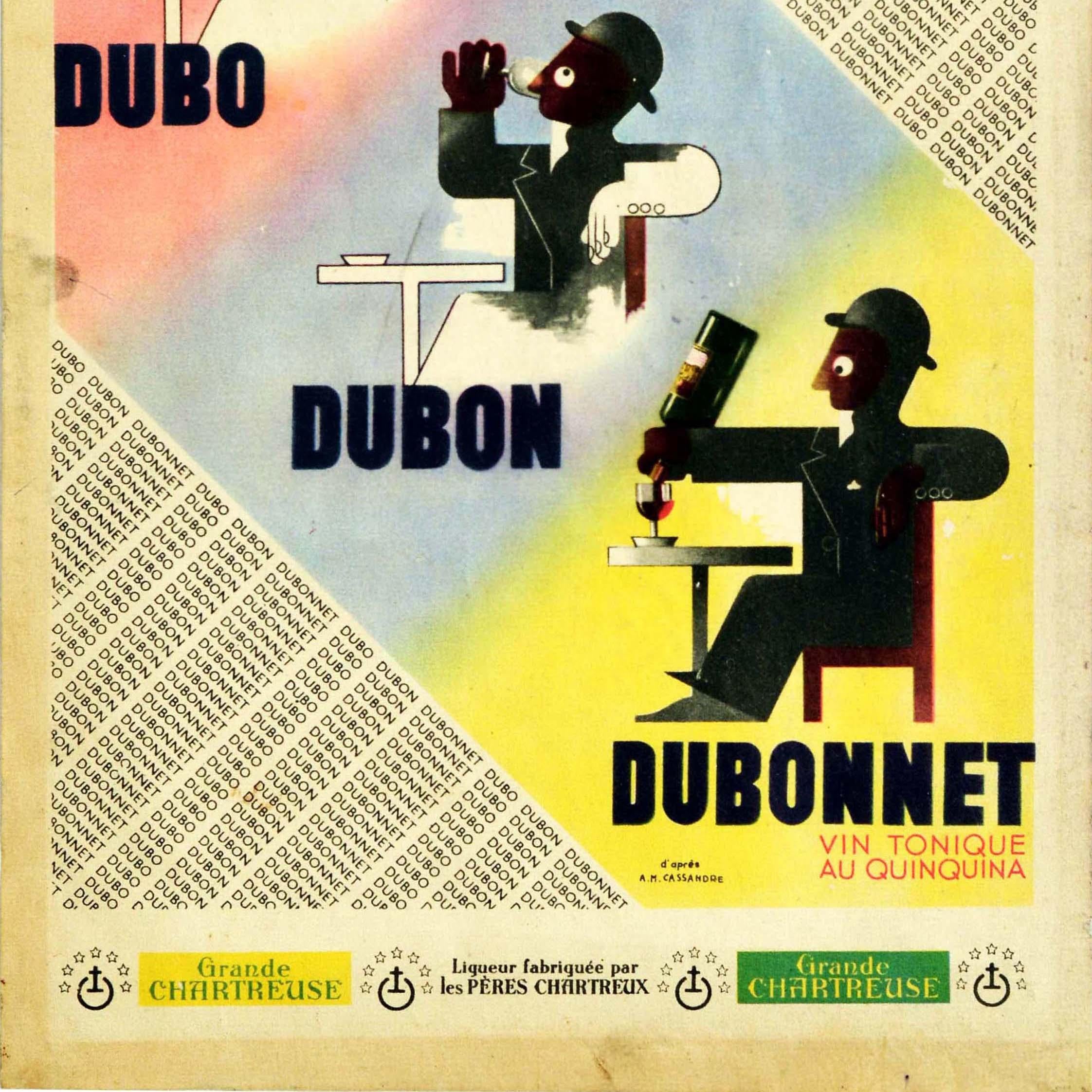 Original Vintage Advertising Poster Dubonnet Alcohol Drink Cassandre Art Deco In Fair Condition For Sale In London, GB