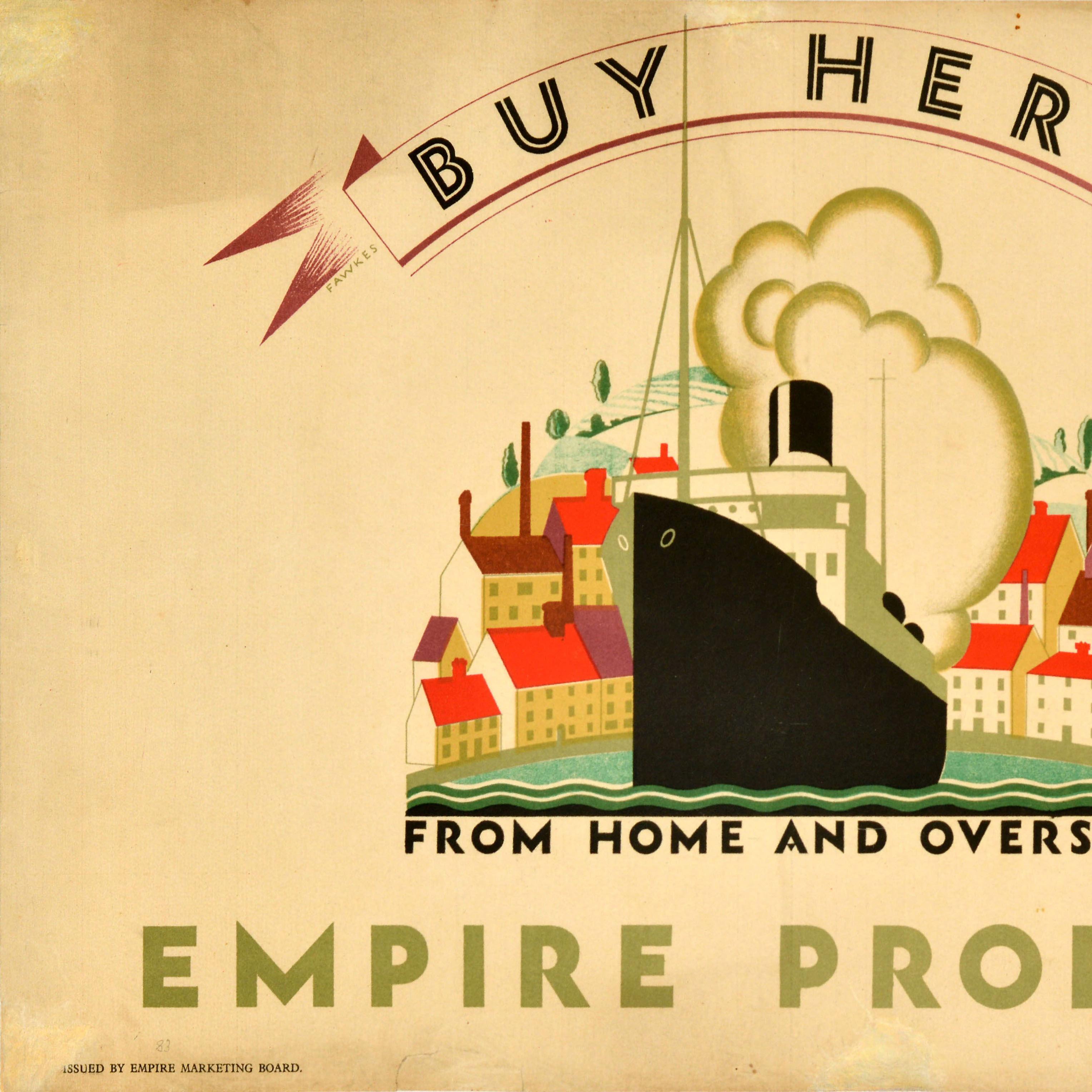 Art Déco Poster pubblicitario originale d'epoca Empire Produce From Home and Overseas EMB in vendita