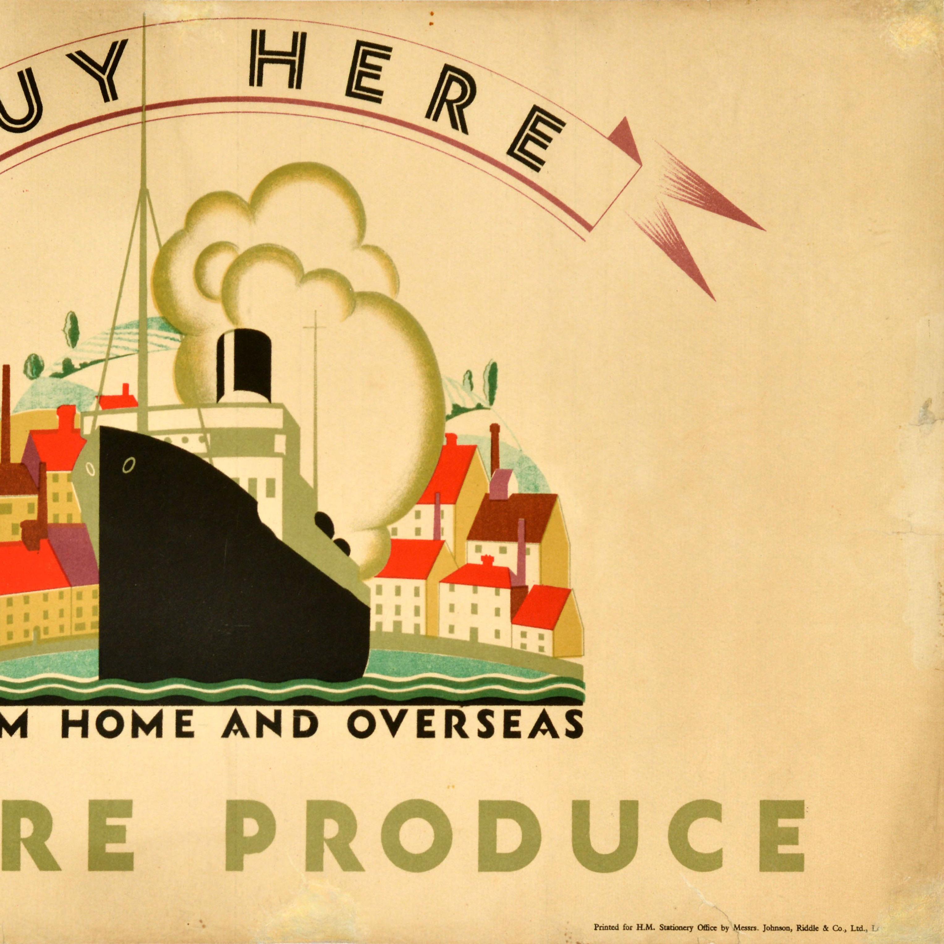 Britannico Poster pubblicitario originale d'epoca Empire Produce From Home and Overseas EMB in vendita