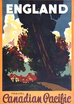 Original Vintage Advertising Poster England Travel Canadian Pacific Countryside