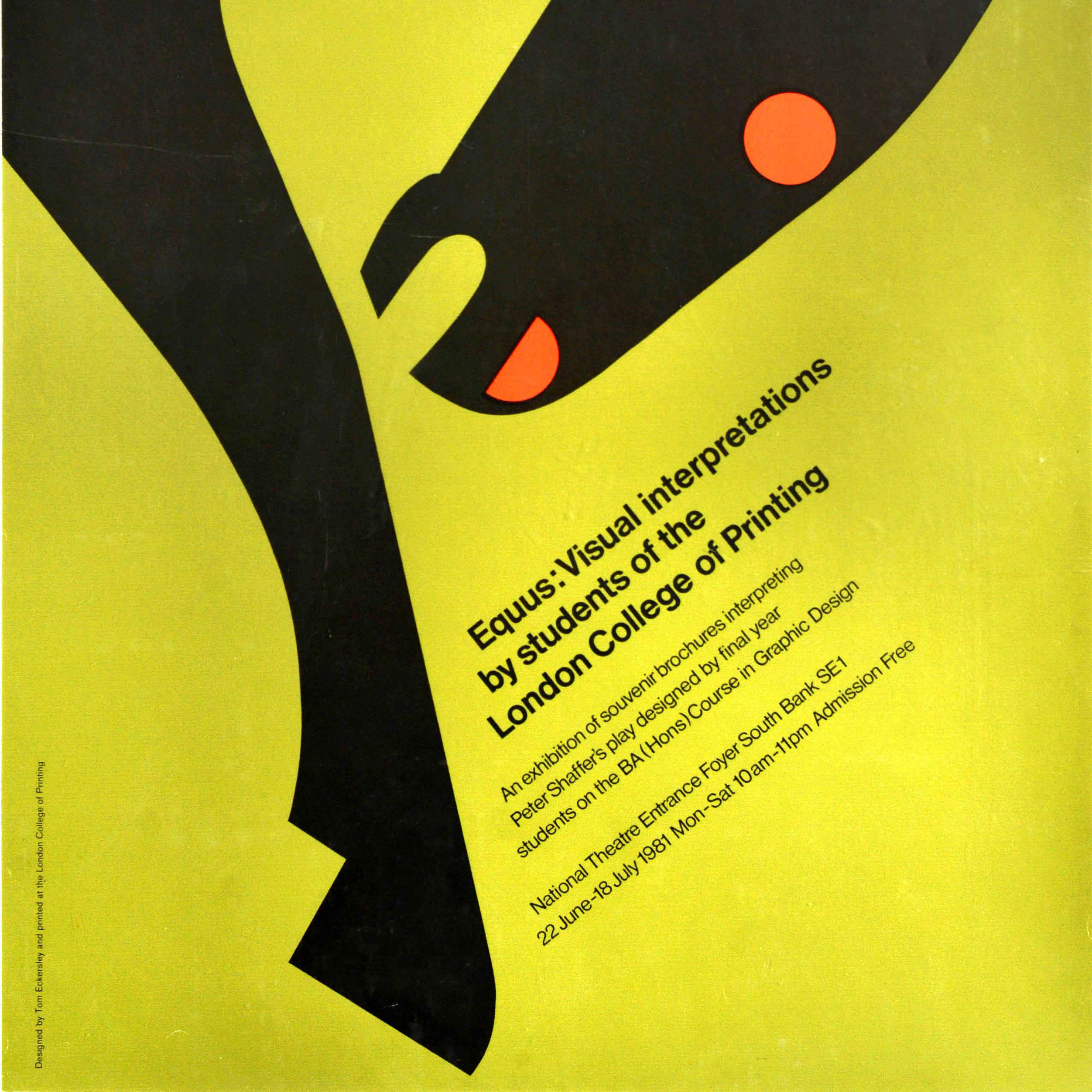Mid-Century Modern Affiche publicitaire originale Equus Visual Interpretations Tom Eckersley en vente