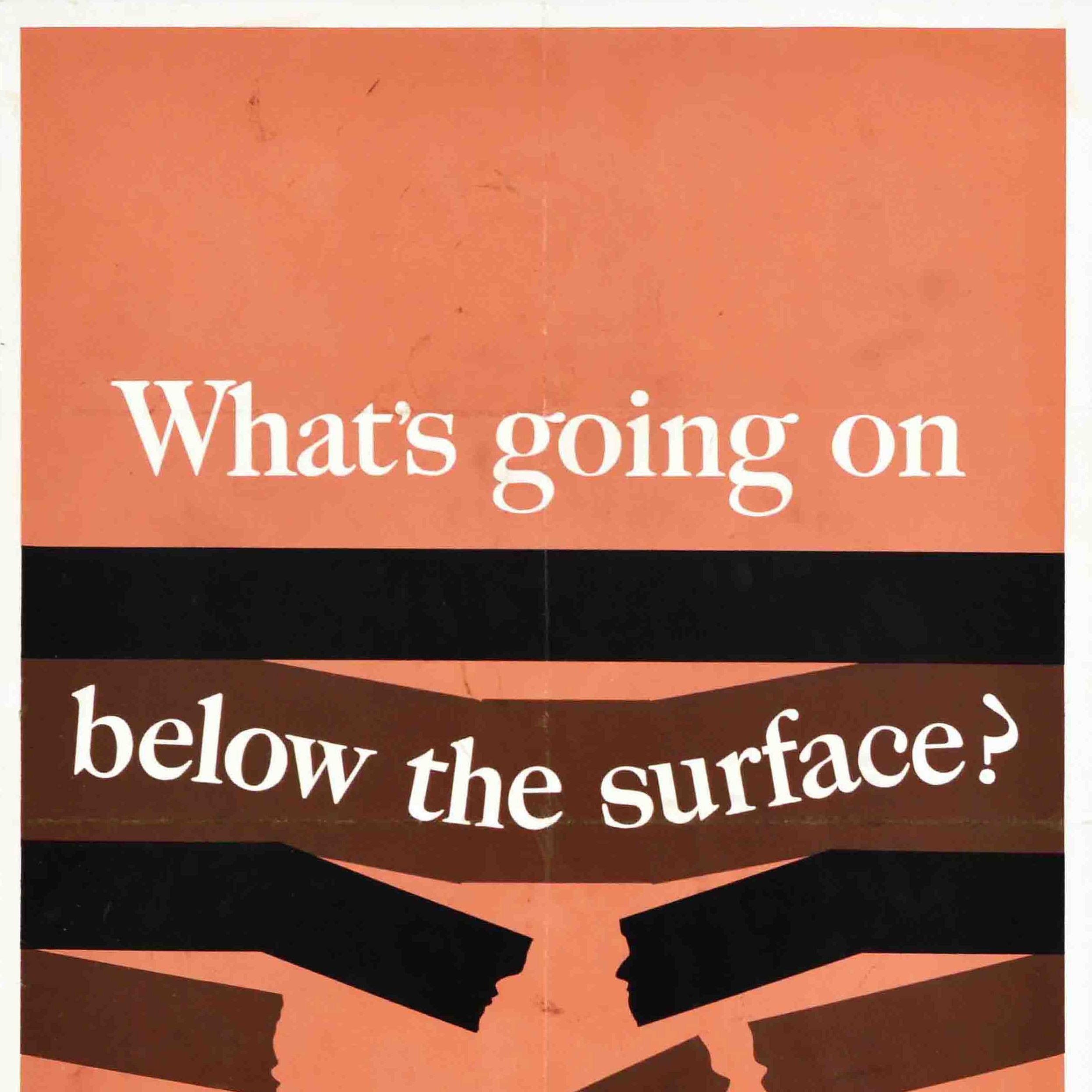 British Original Vintage Advertising Poster Financial Times Below The Surface Newspaper For Sale