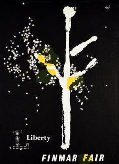 Original Vintage Werbeplakat Finmar Fair Liberty Zero Midcentury Modern