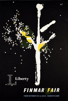 Original Vintage Werbeplakat Finmar Fair Liberty Zero Midcentury Modern