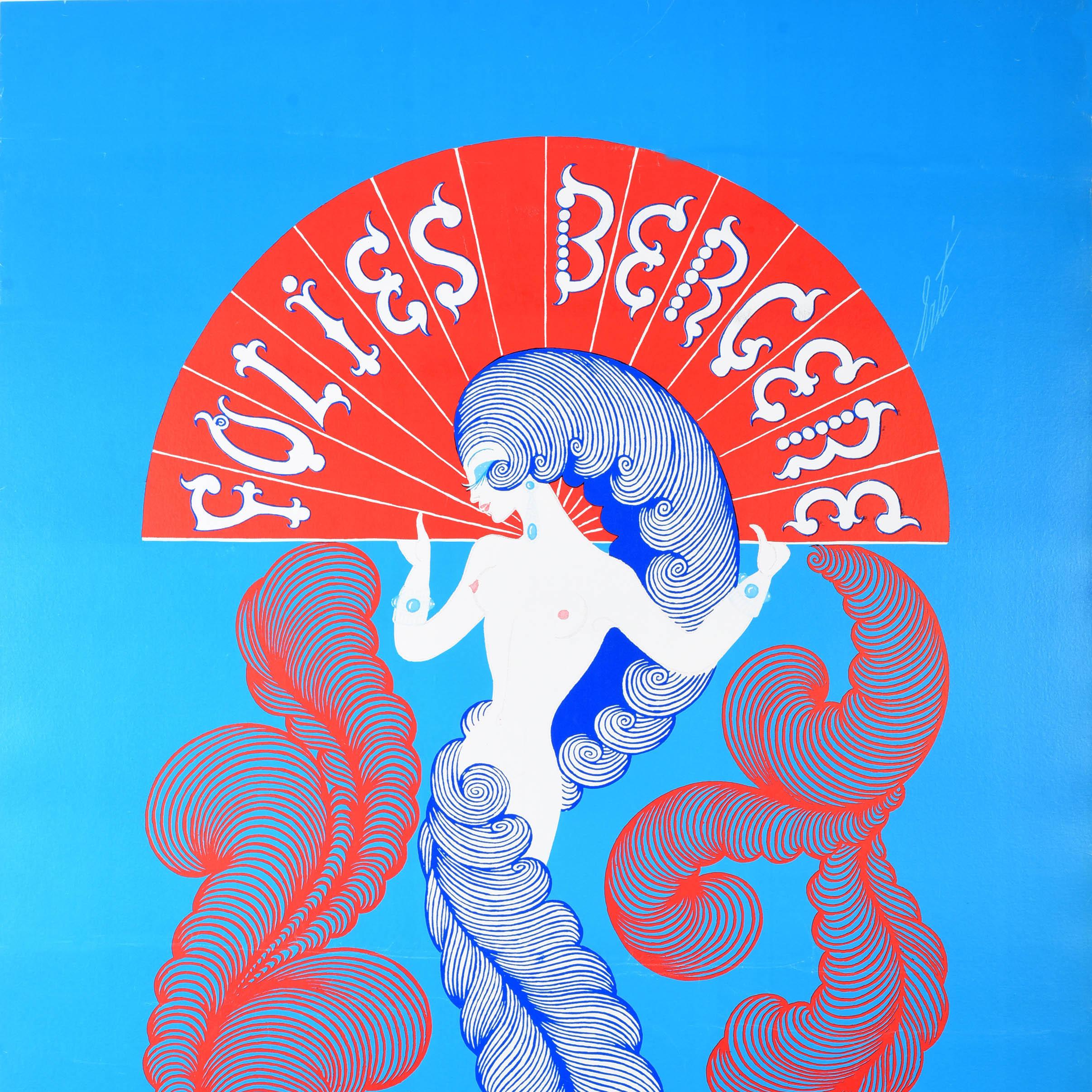 Français Affiche publicitaire d'origine vintage Folies Bergère Cabaret Dancer Erte en vente