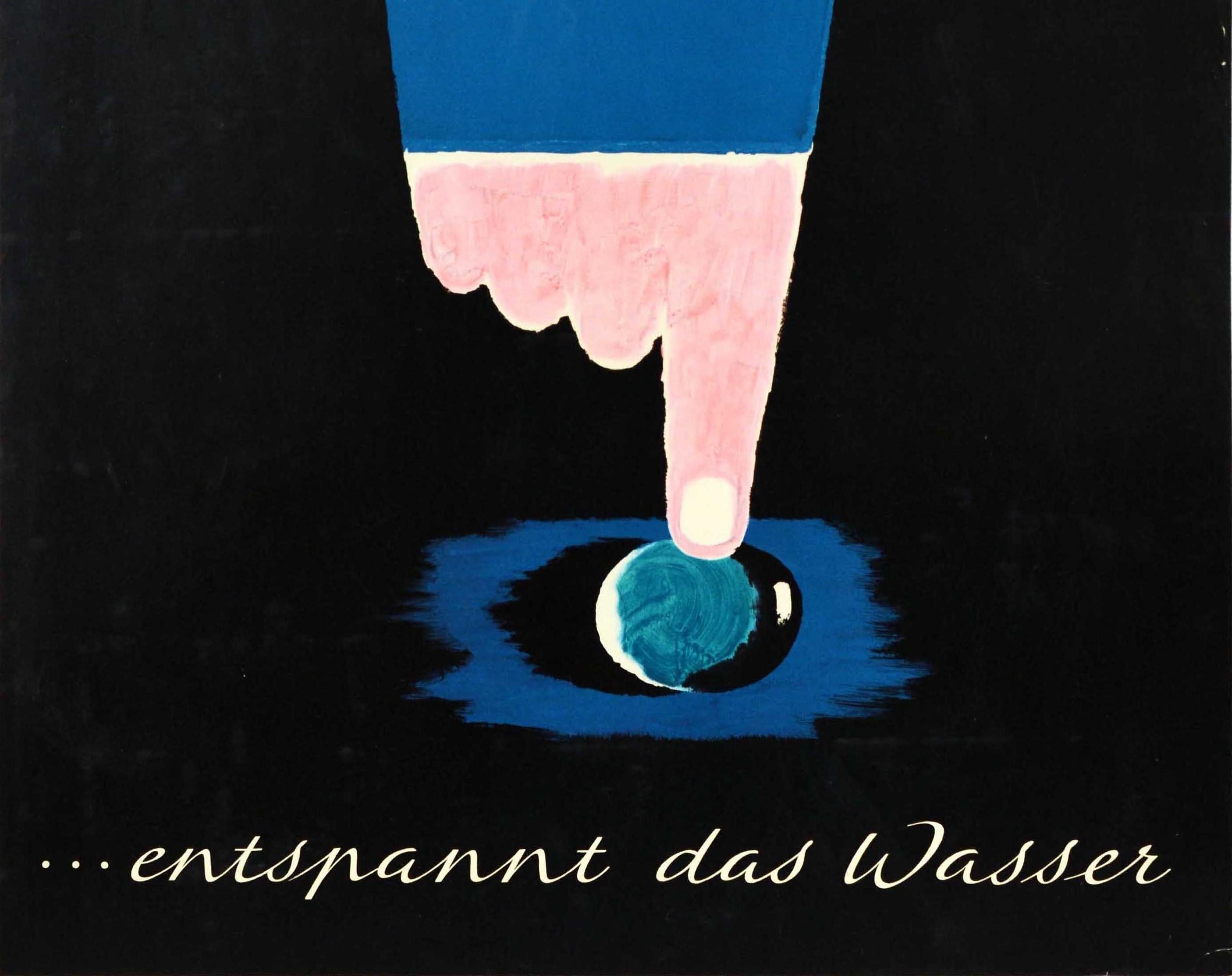 German Original Vintage Advertising Poster For Pril Washing Up Powder Relaxes The Water For Sale