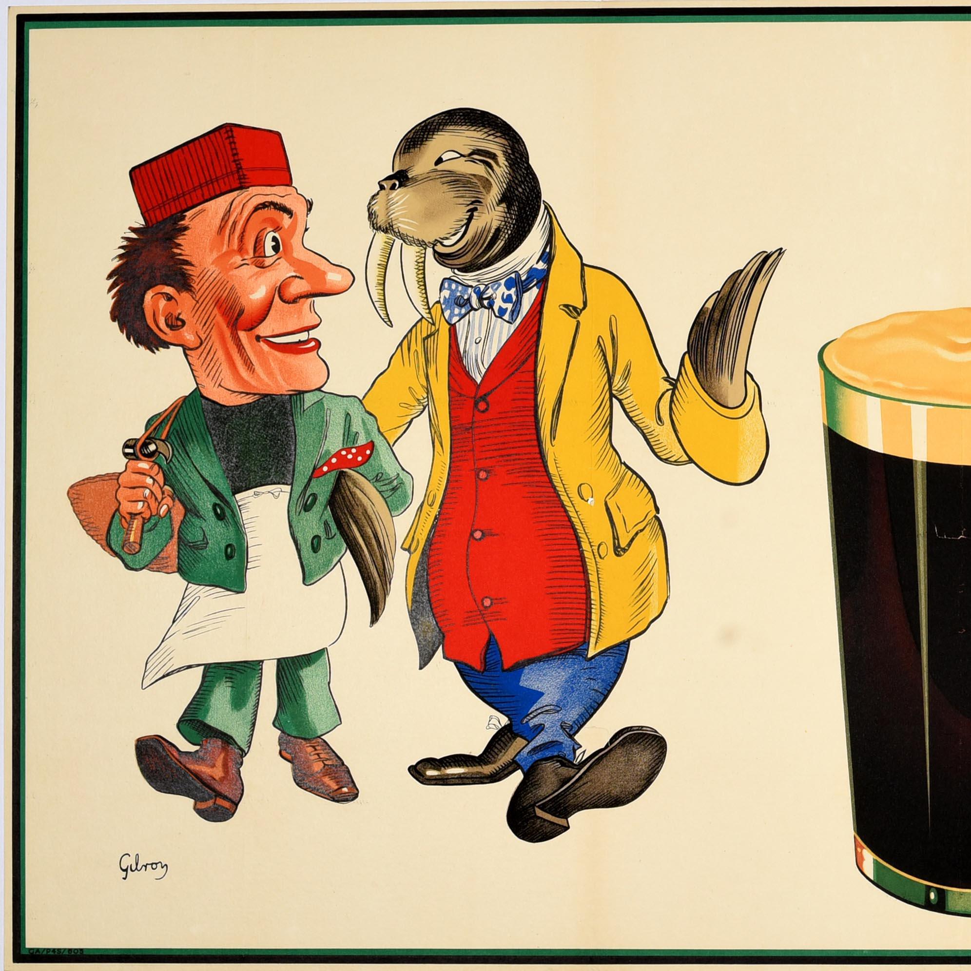 Britannico Poster pubblicitario originale d'epoca Guinness Alice Wonderland Seven Men Gilroy in vendita
