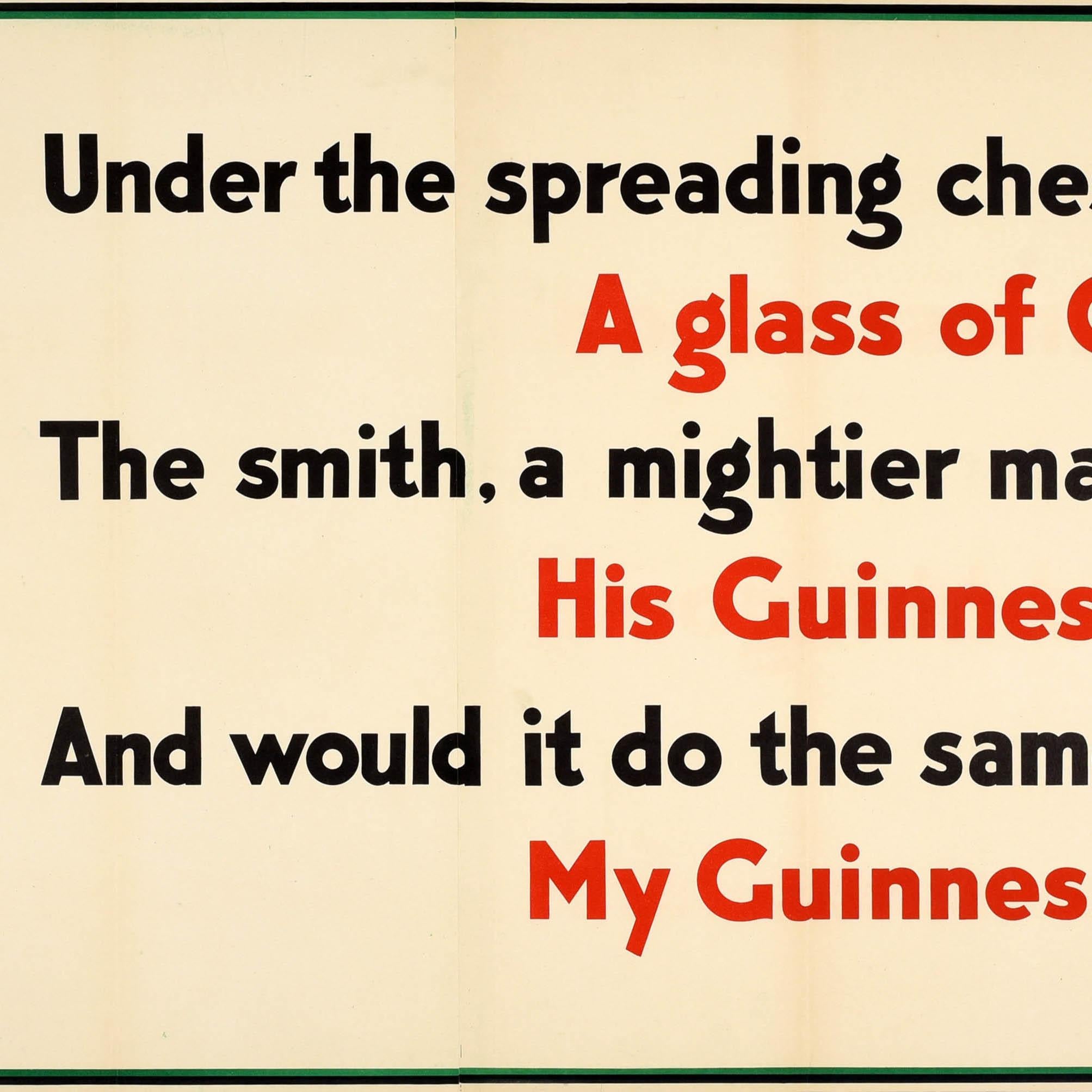 Britannique Affiche publicitaire vintage d'origine Guinness Chestnut Tree Irish Dry Stout Beer en vente