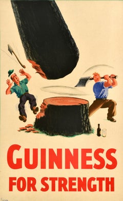 Original Vintage Advertising Poster Guinness For Strength Tree John Gilroy