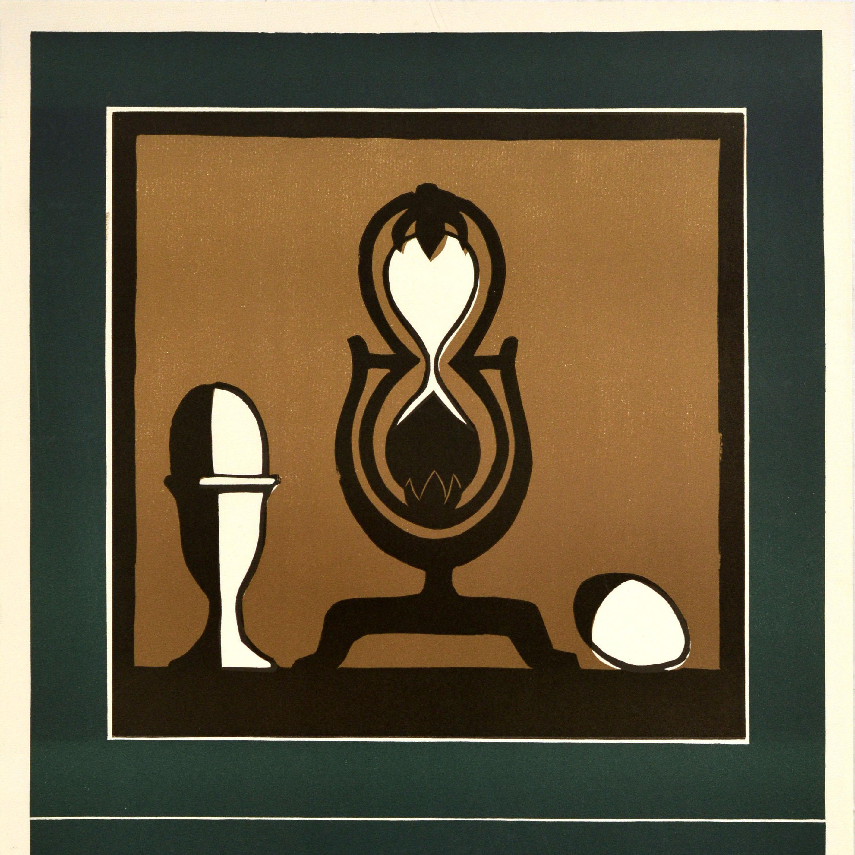 Cartel publicitario original de época Exposición Hermann Teuber Diseño de reloj de arena Alemán en venta