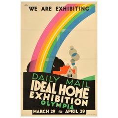 Original Vintage Advertising Poster Ideal Home Exhibition Daily Mail Olympia