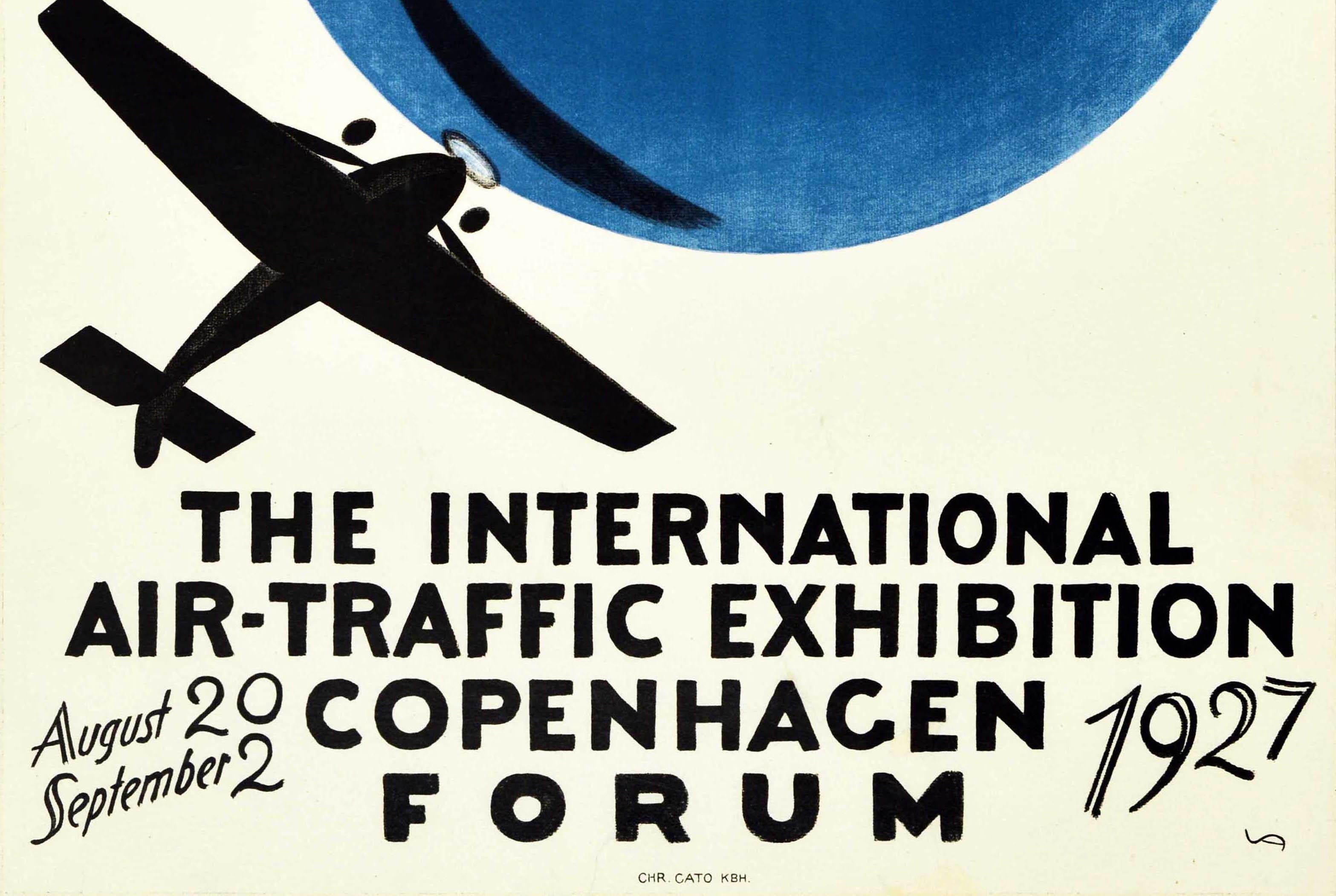Danois Affiche publicitaire originale vintage d'une exposition internationale sur le transport aérien, Danemark en vente