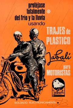 Original Vintage Advertising Poster Jabali Protective Motorcyclist Gear Spain