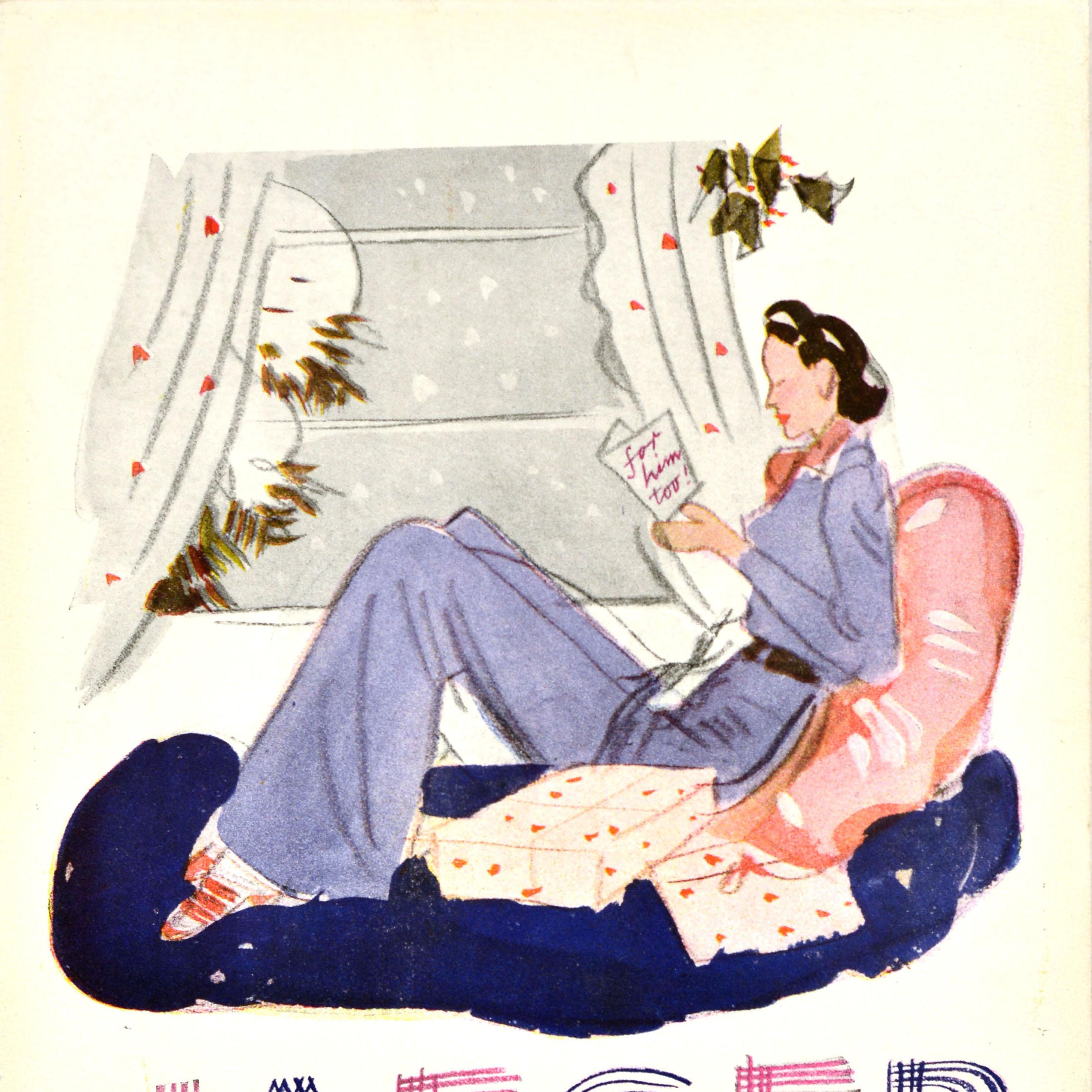 Britannico Poster pubblicitario originale d'epoca Jaeger per Natale Marchio di moda britannico in vendita