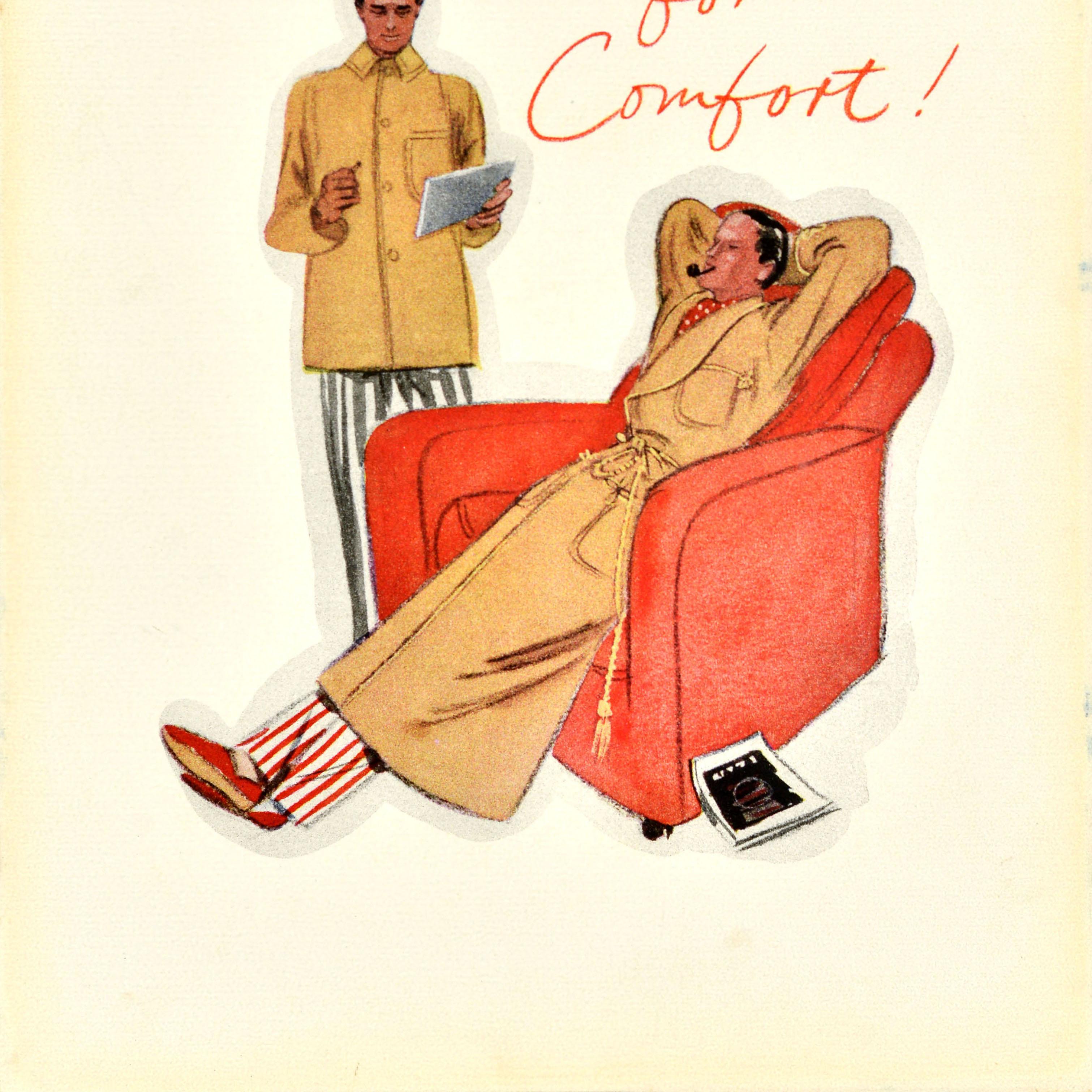 Poster pubblicitario originale d'epoca Jaeger per il marchio di abbigliamento britannico Comfort In condizioni buone in vendita a London, GB