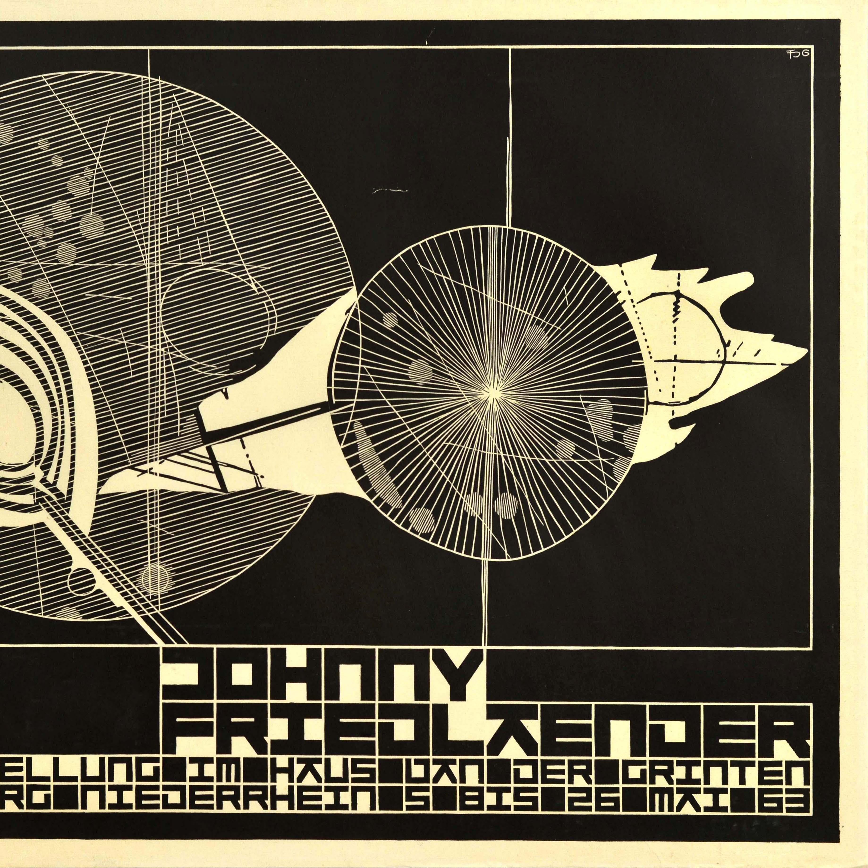Original Vintage Advertising Poster Johnny Friedlaender Exhibition Graphic Art In Good Condition For Sale In London, GB