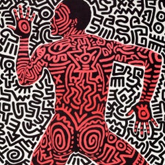 Affiche publicitaire vintage d'origine Keith Haring Exhibition Tony Shafrazi Design