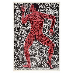 Original Vintage Cartel Publicitario Exposición Keith Haring Tony Shafrazi Design