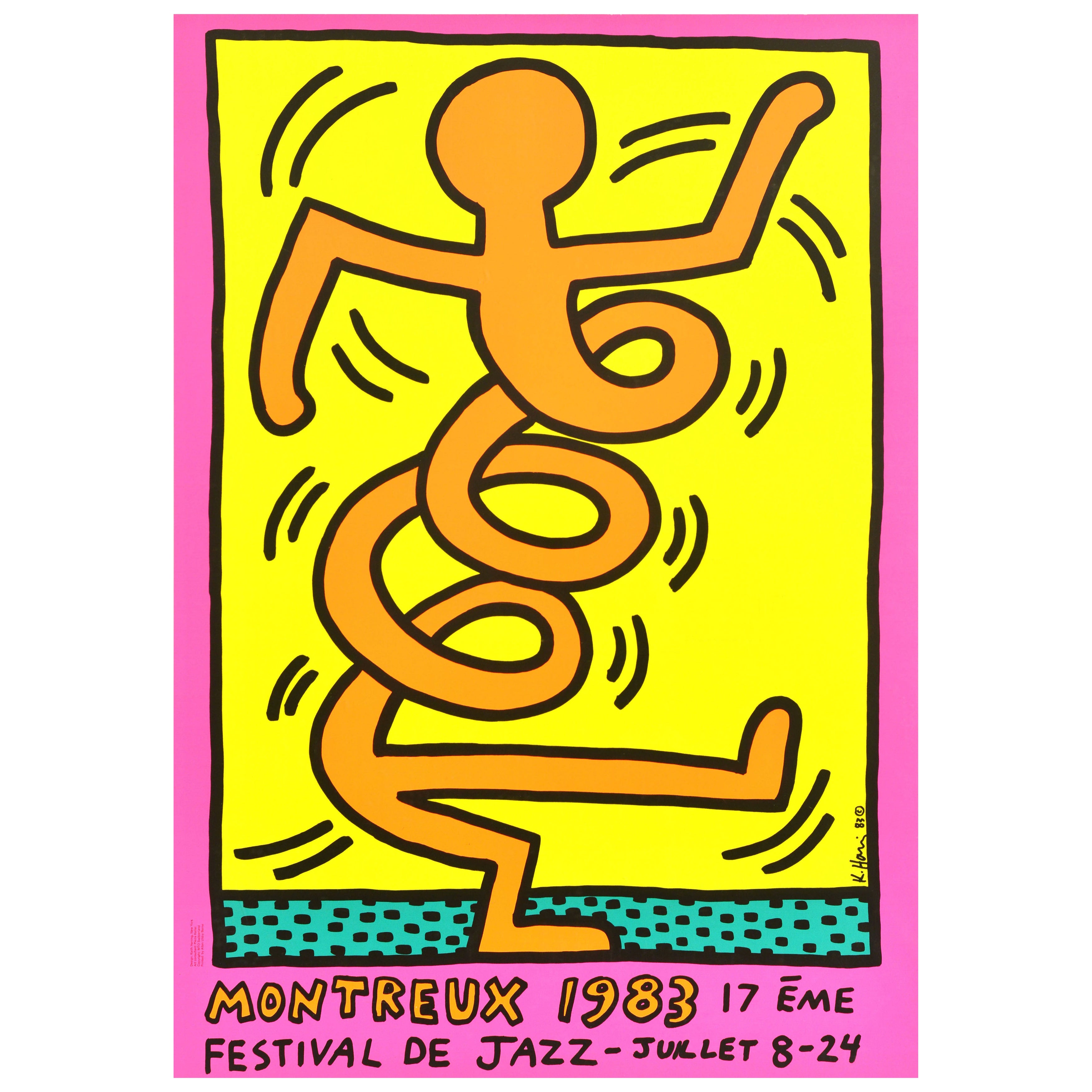 Original Vintage Werbeplakat Keith Haring Montreux Jazz Festival 1983