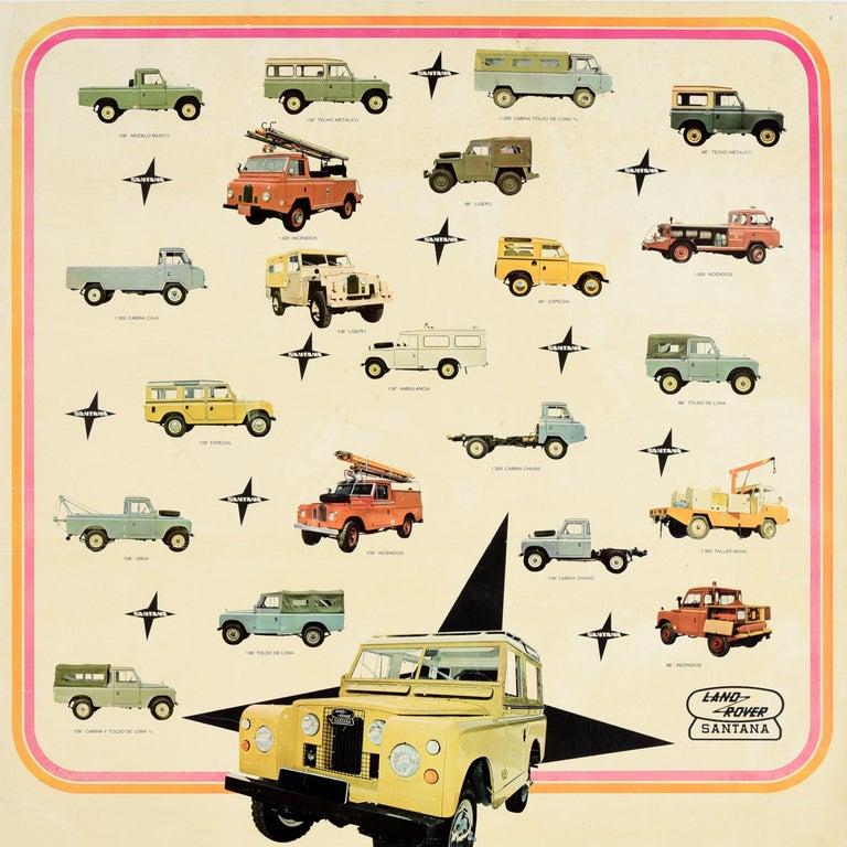 Range Rover Collection Poster Original Vintage Advertising Poster Land Rover Series III Spain Santana ...
