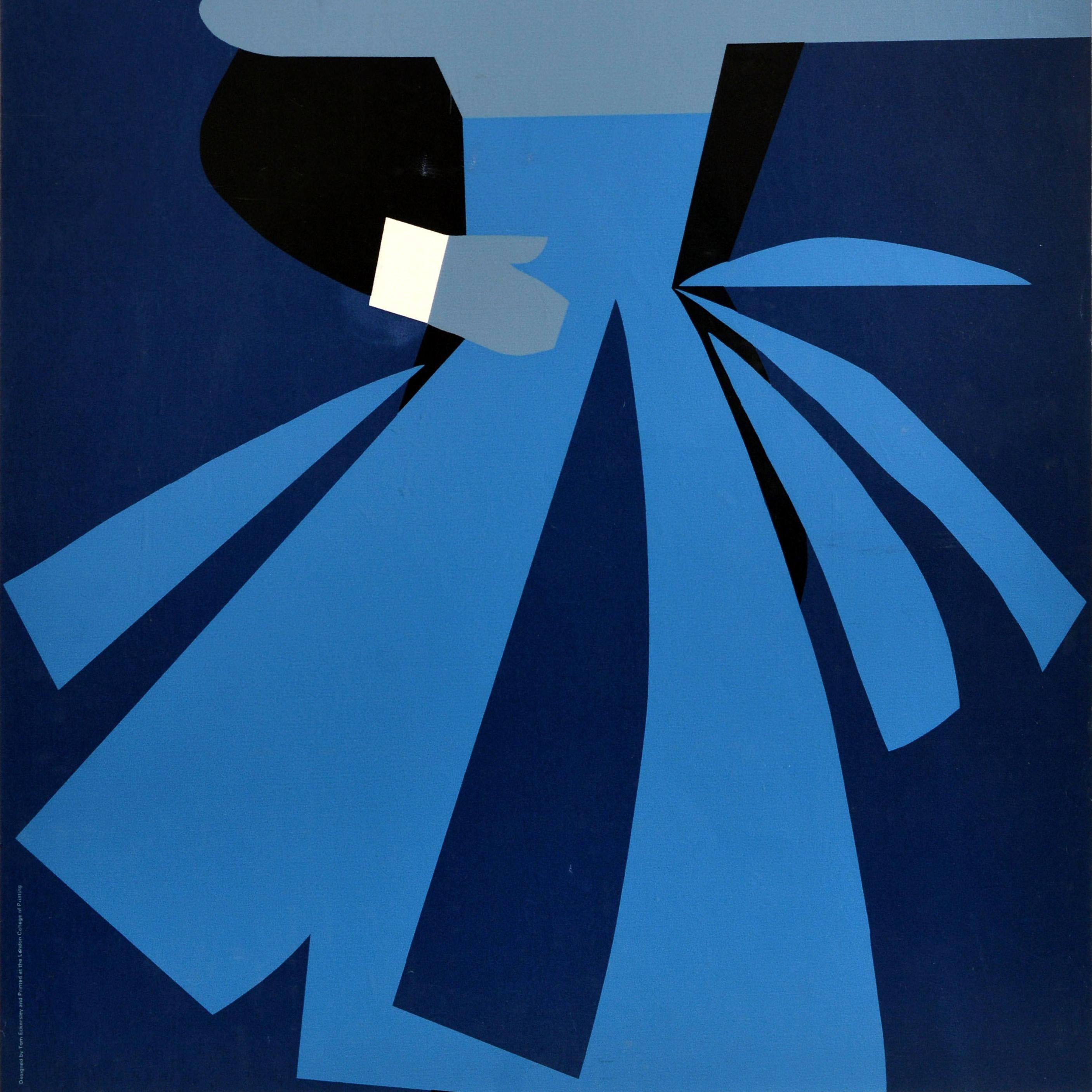 Mid-Century moderno Poster pubblicitario originale d'epoca London College Dinner Dance Tom Eckersley in vendita
