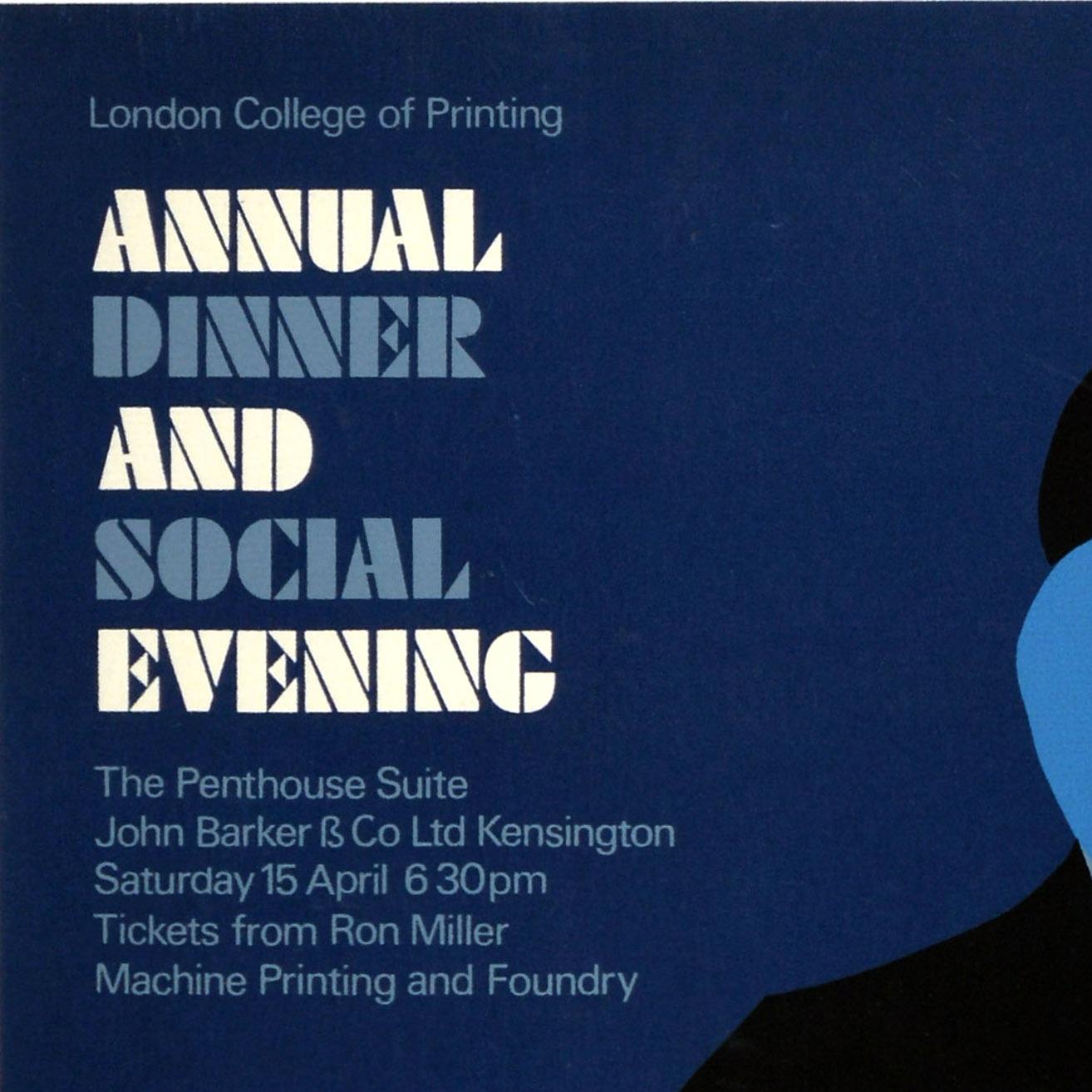 Fine XX secolo Poster pubblicitario originale d'epoca London College Dinner Dance Tom Eckersley in vendita