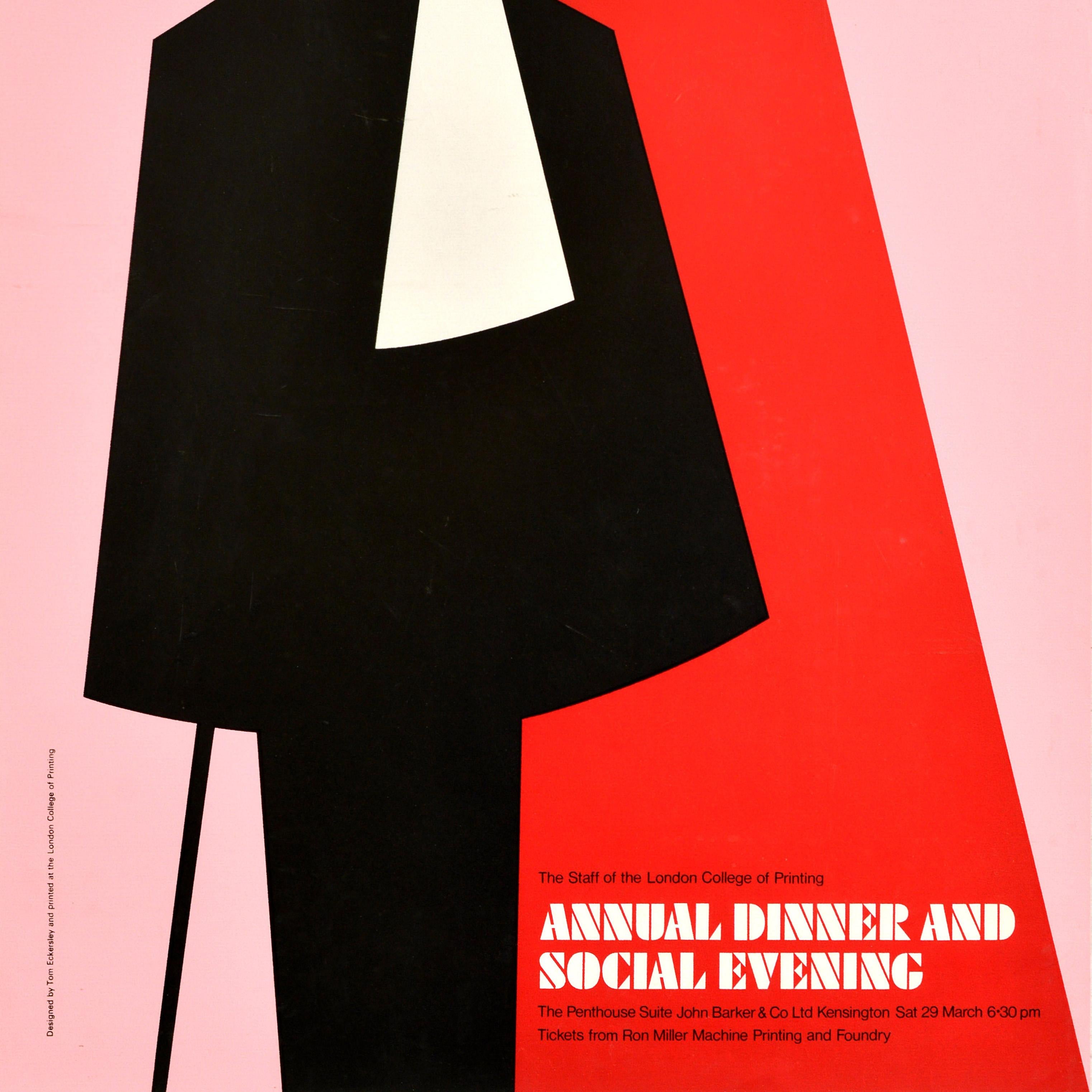 Mid-Century moderno Poster pubblicitario originale d'epoca London College Of Printing Ball Eckersley in vendita
