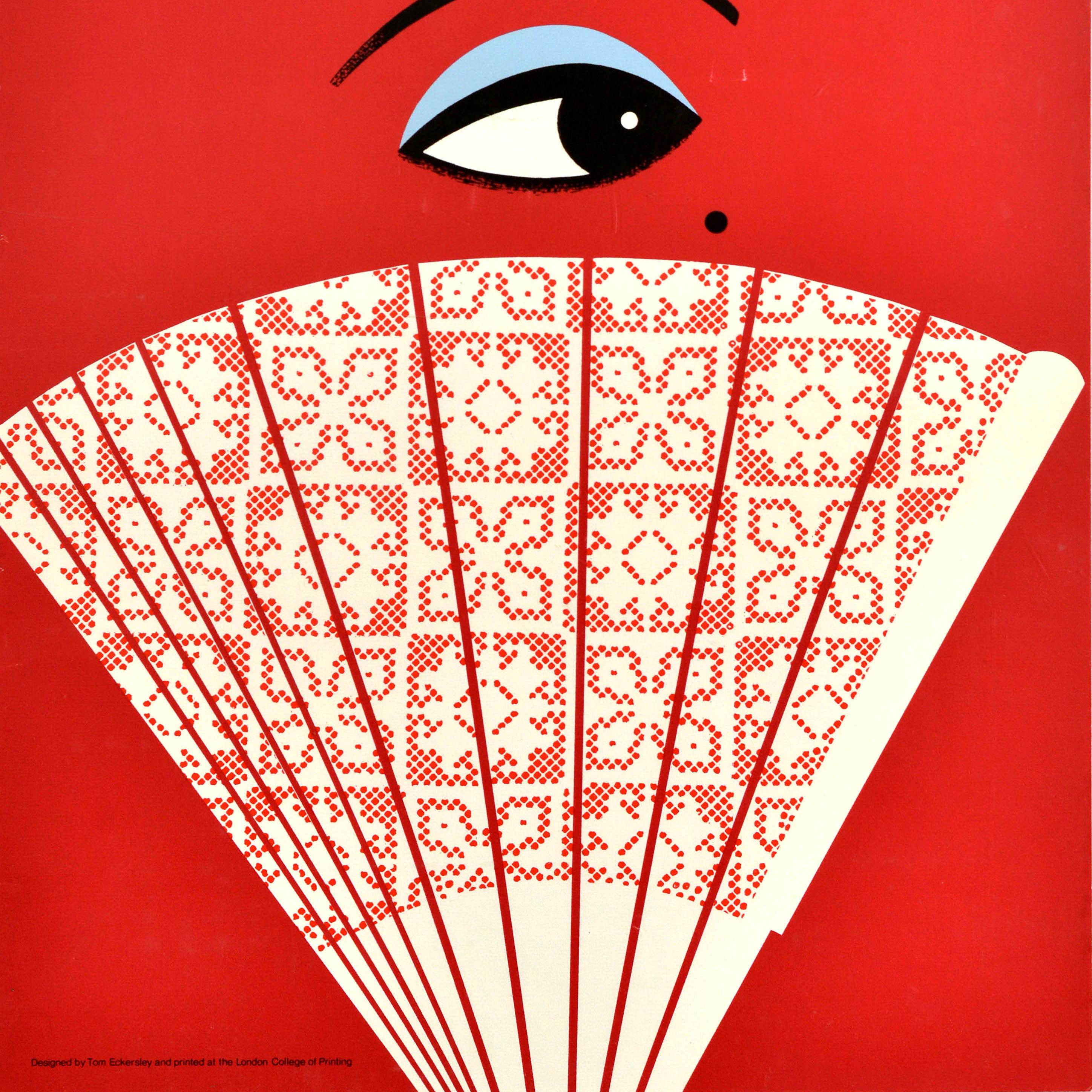 Mid-Century moderno Poster pubblicitario originale d'epoca London College Of Printing Fan Eckersley in vendita