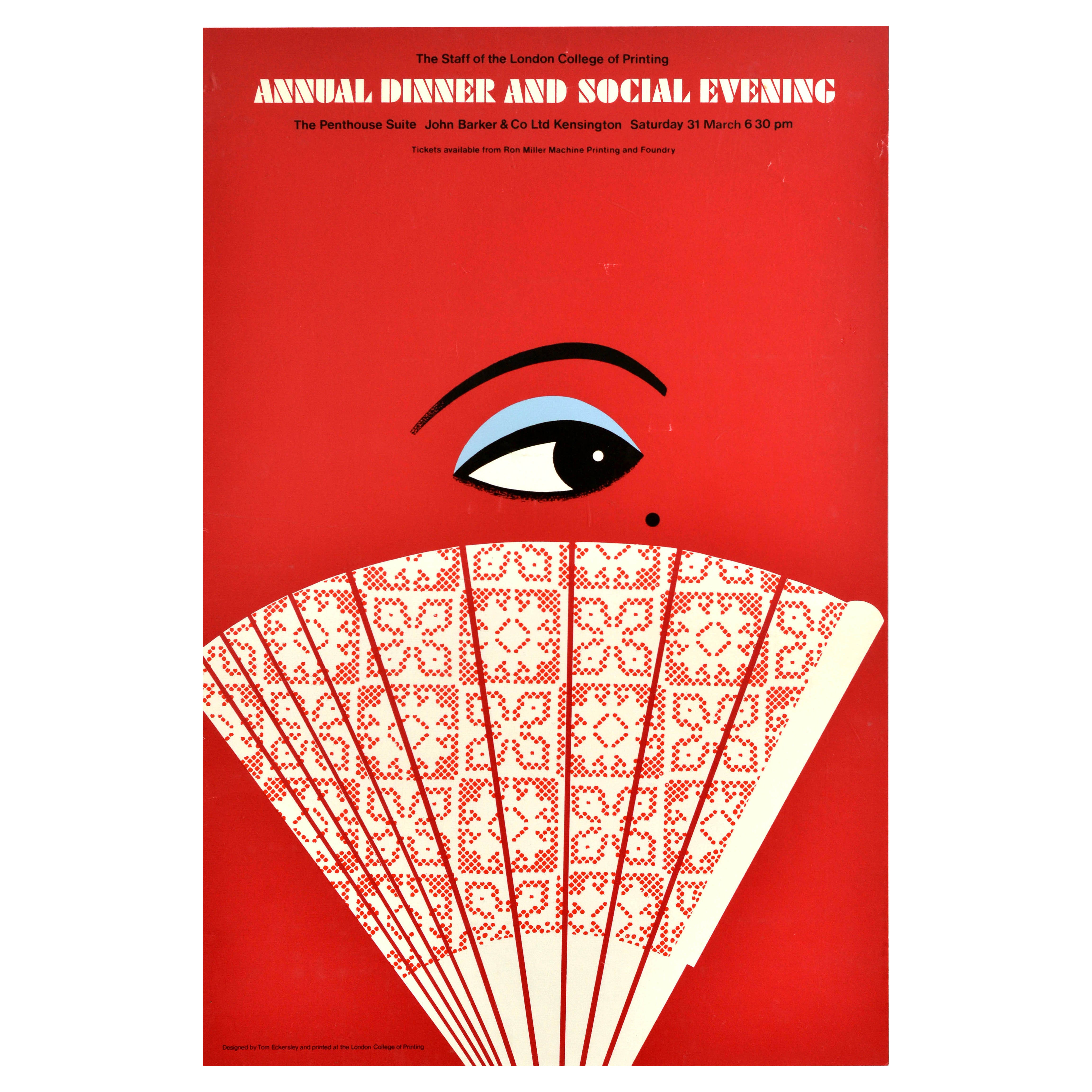 Affiche publicitaire d'origine London College Of Printing Fan Eckersley