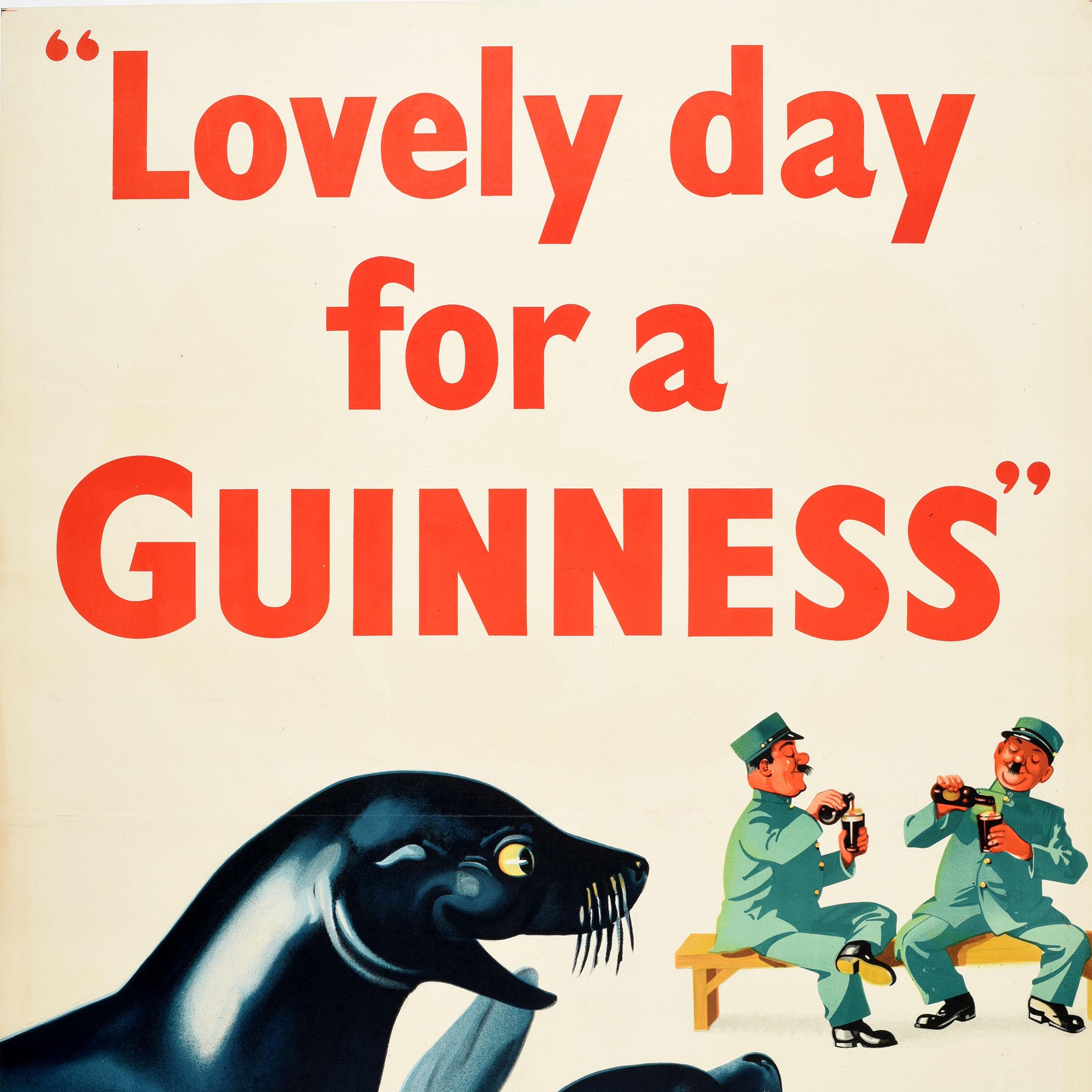 Britannique Affiche publicitaire originale vintage  Lovely Day for A Guinness Seal Gilroy  (J'aime mon jour pour un sceau Guinness) en vente