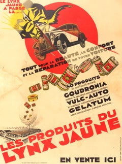 Original Vintage Advertising Poster Lynx Car Shine Products Art Deco Automobile