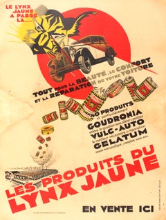 Original Vintage Advertising Poster Lynx Car Shine Products Art Deco Automobile